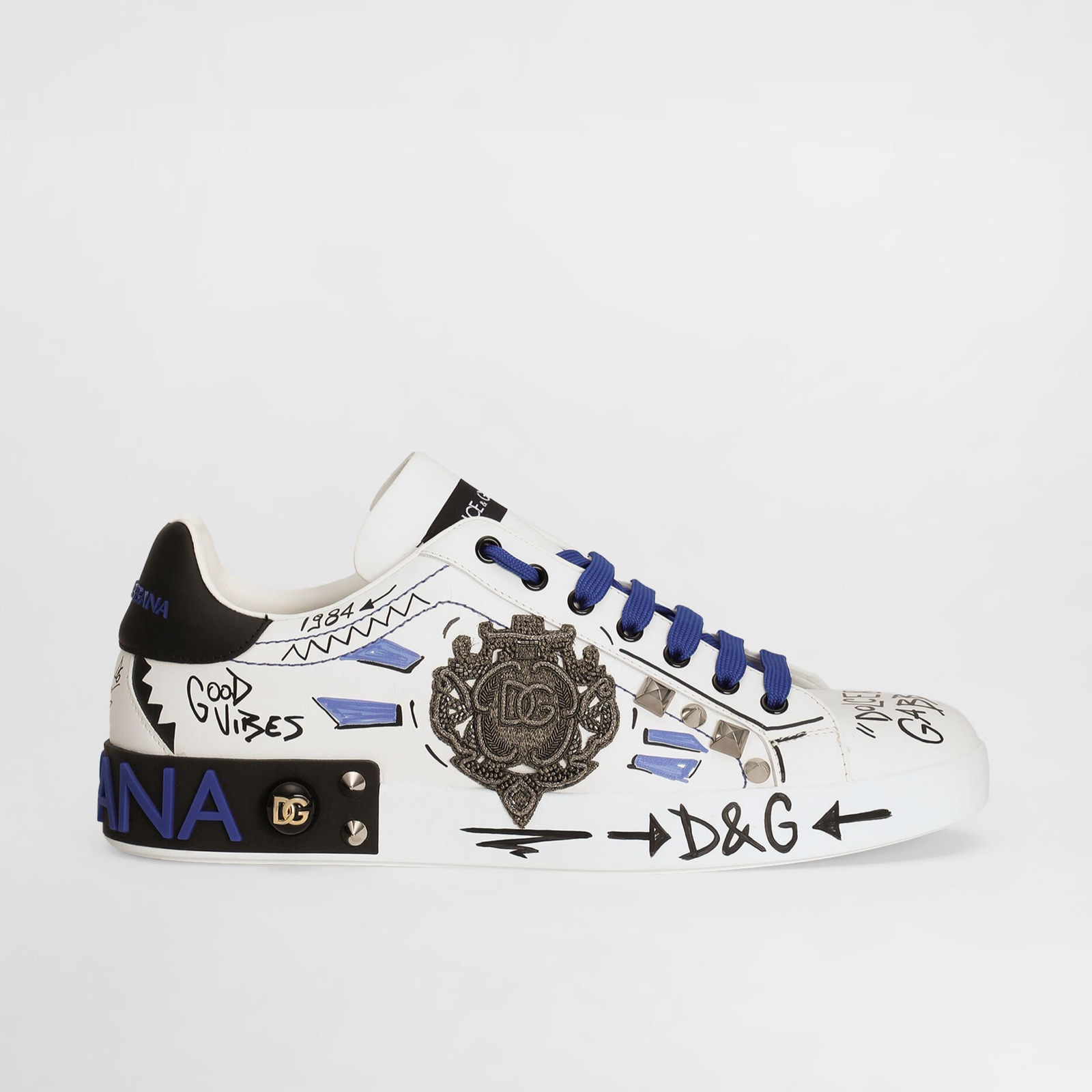 Dolce & Gabbana Portofino Logo Patch Men Sneakers CS1772 AH4948 T827 Lateral View