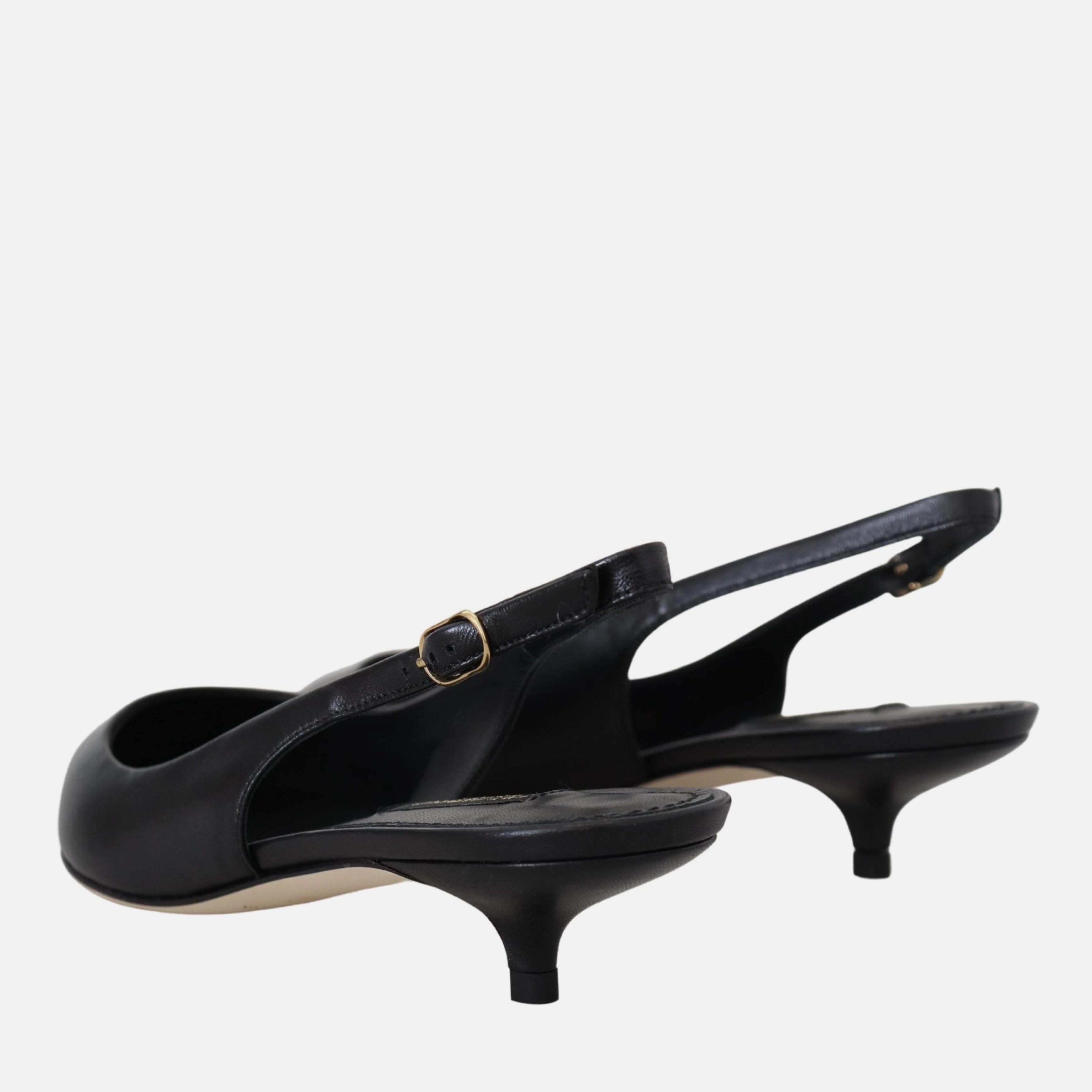 Дамски елегантни луксозни обувки на токчета 30 мм Dolce & Gabbana Women’s Elegant Black Leather Heels