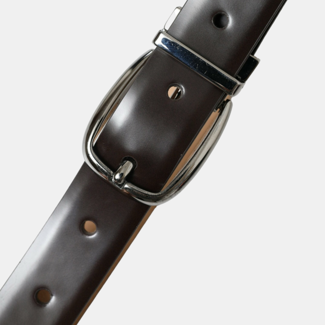 Dolce & Gabbana Leather Men Belt with Eye-Catching Buckle