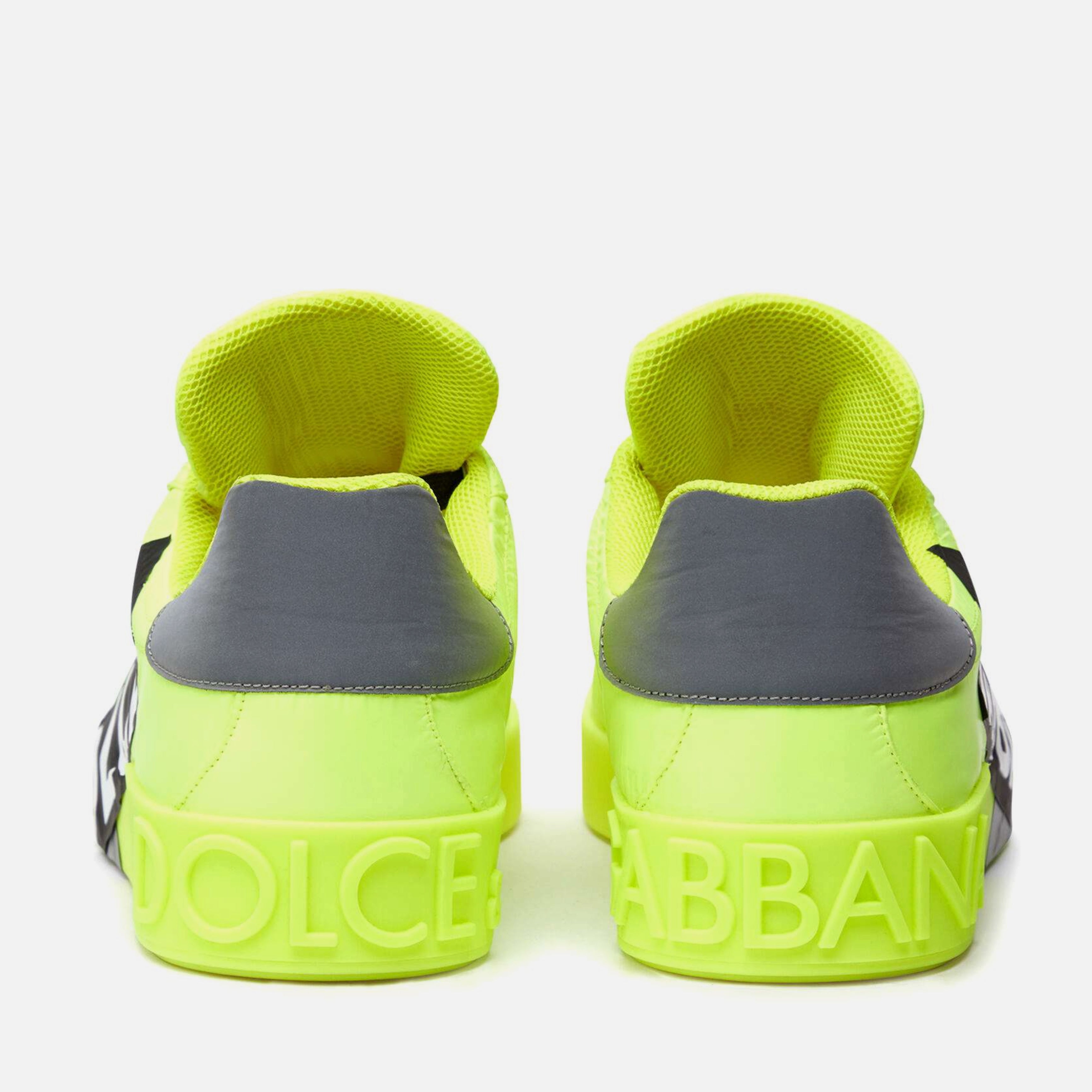 Мъжки луксозни кецове в електриково зелено и жълто Dolce & Gabbana Men’s Neon Yellow/Green Logo Tape Low Top Sneakers