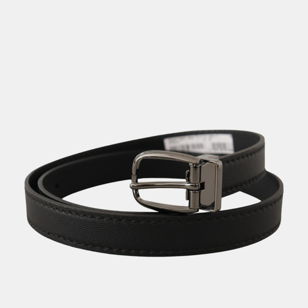 Dolce & Gabbana Leather Men Belt with Metal Buckle