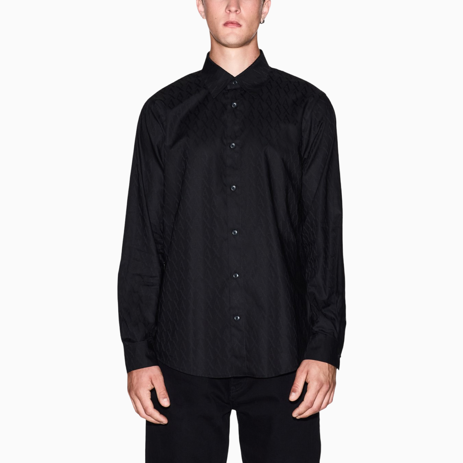 Мъжка черна риза Armani Exchange Men Shirt XM001587 AF16631 Front View