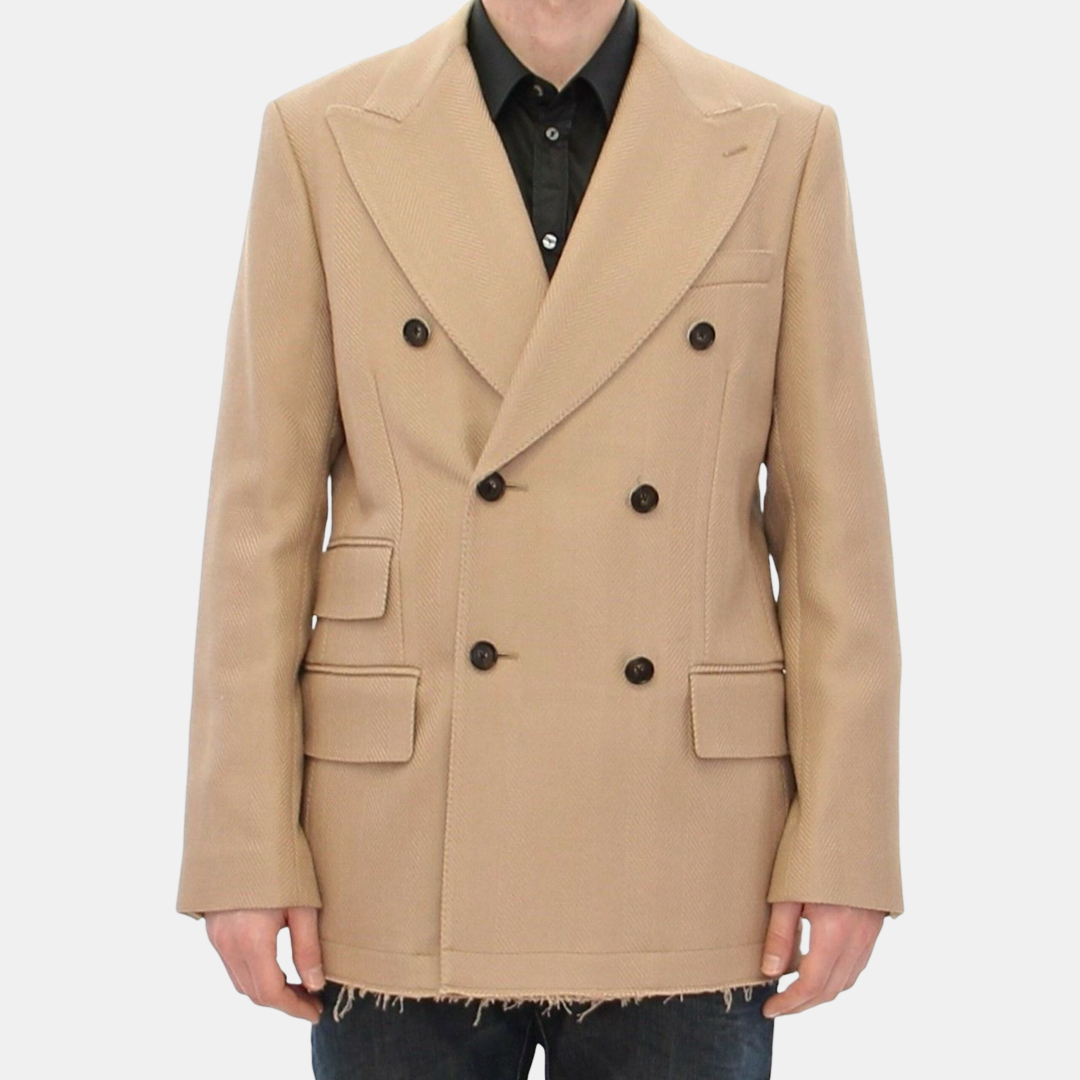 Мъжко бежово палто DOLCE & GABBANA Beige Double Breasted Formal Coat