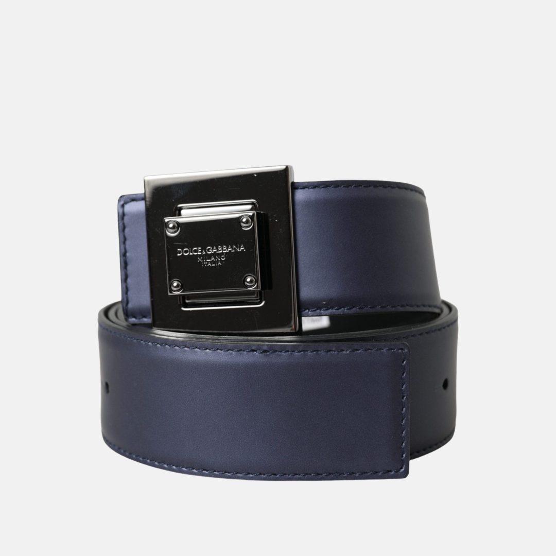 Дамски син колан Dolce & Gabbana Blue Leather Square Metal Buckle Belt