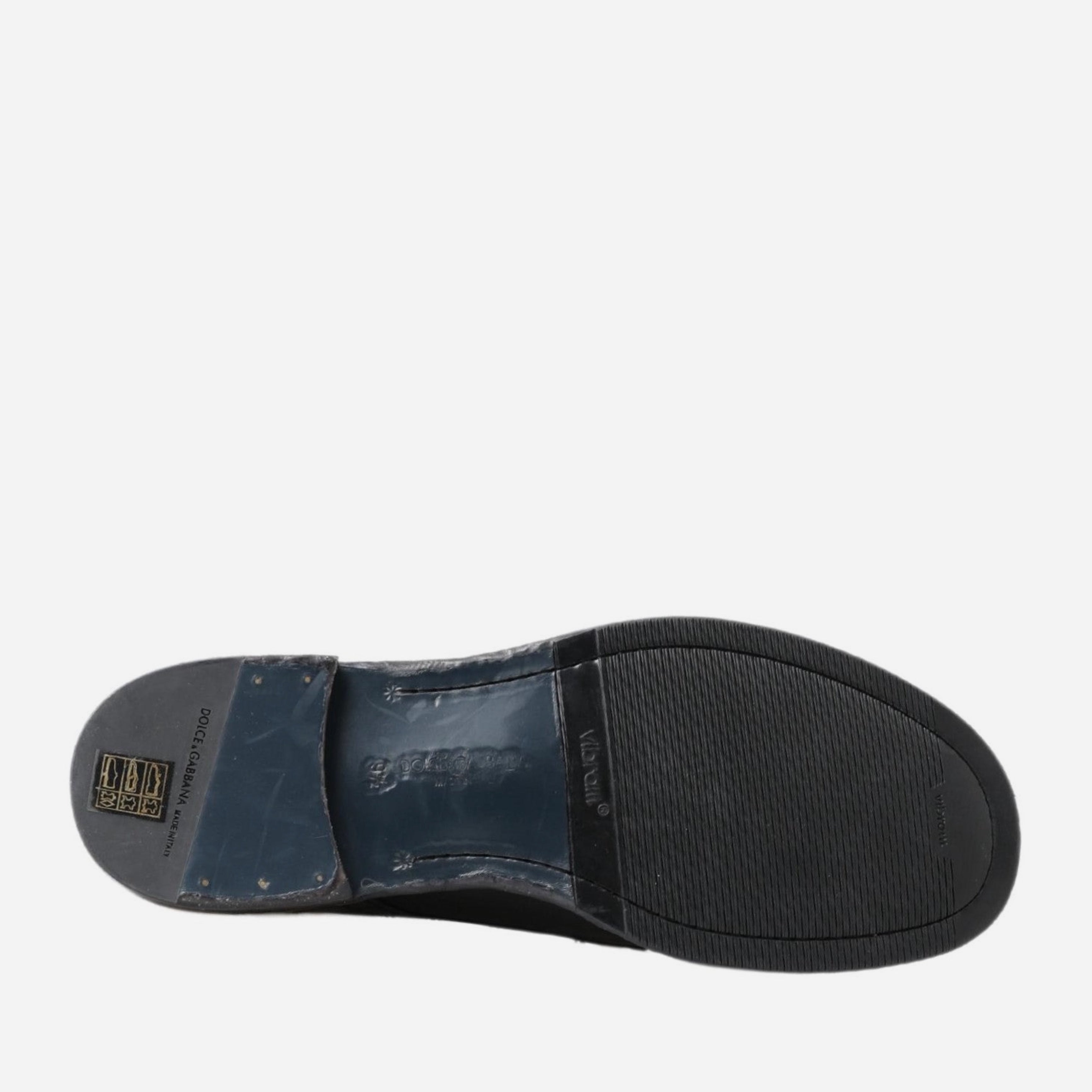 Мъжки черни луксозни боти кубинки от естествена кожа с Vibram подметка Dolce & Gabbana Men’s Equisite Black Lace-Up Leather Ankle Boots