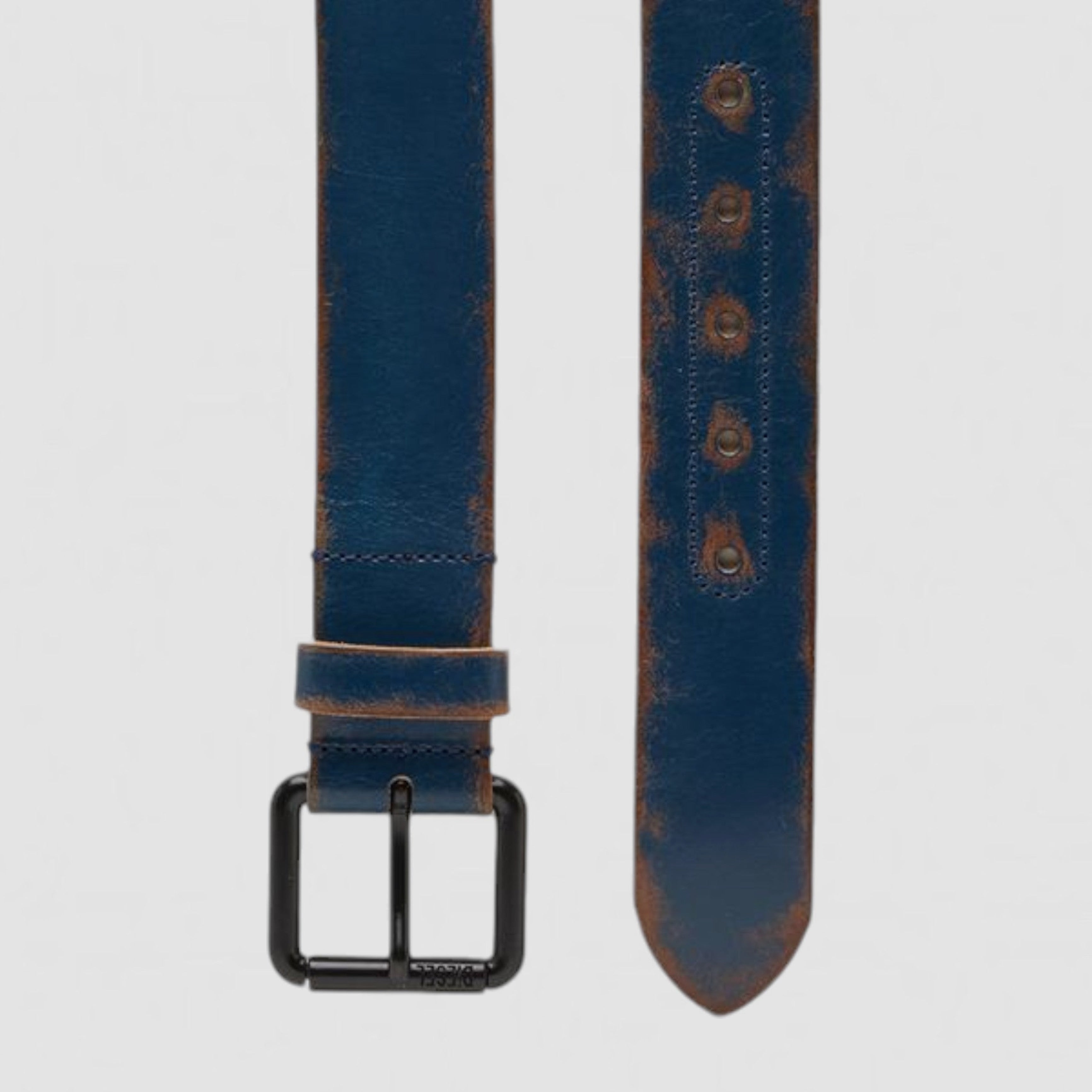 Мъжки колан от естествена кожа в тъмно синьо DIESEL B-PAINT Men’s Genuine Leather Belts Vintage Washing Metal Buckle Casual X09404PR697 T6083