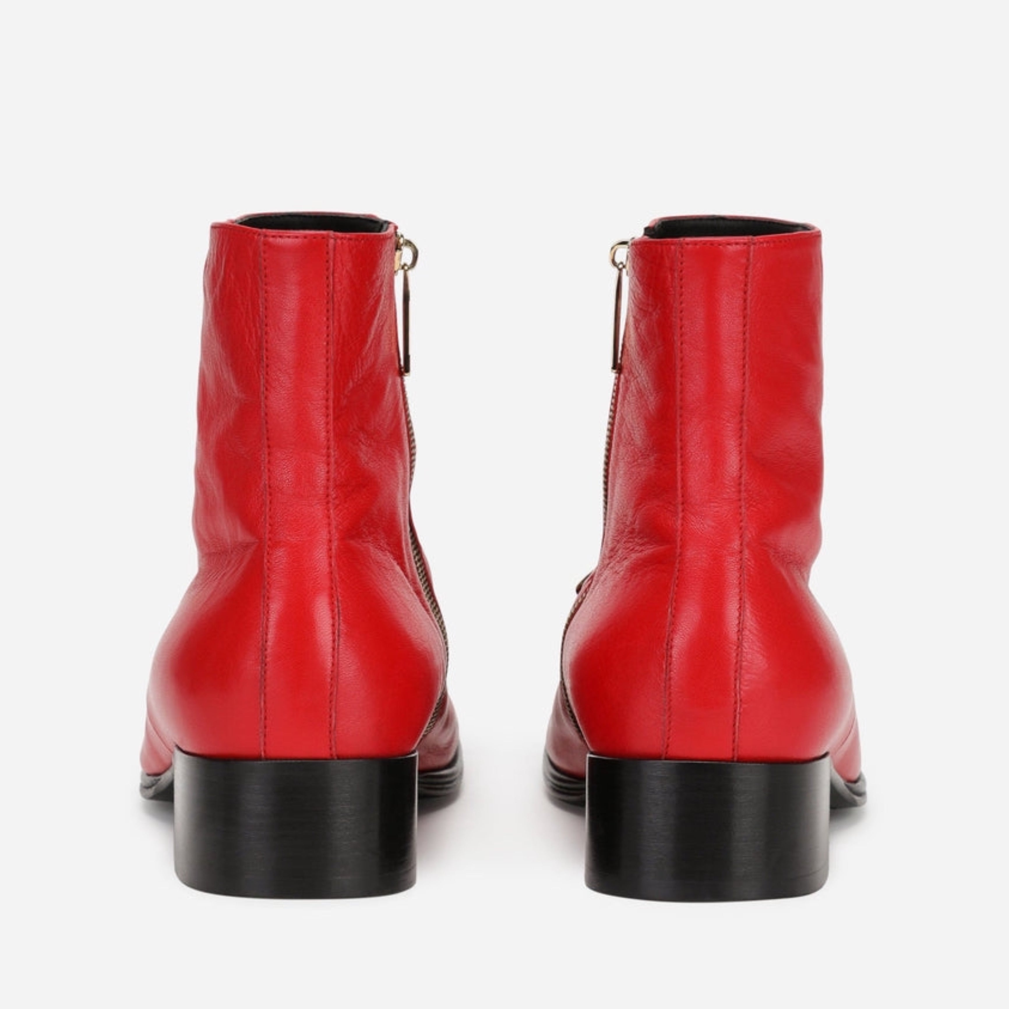 Мъжки екстравагантни червени кожени боти от естествена кожа Dolce & Gabbana Men’s Red Lambskin Leather Men Ankle Boots