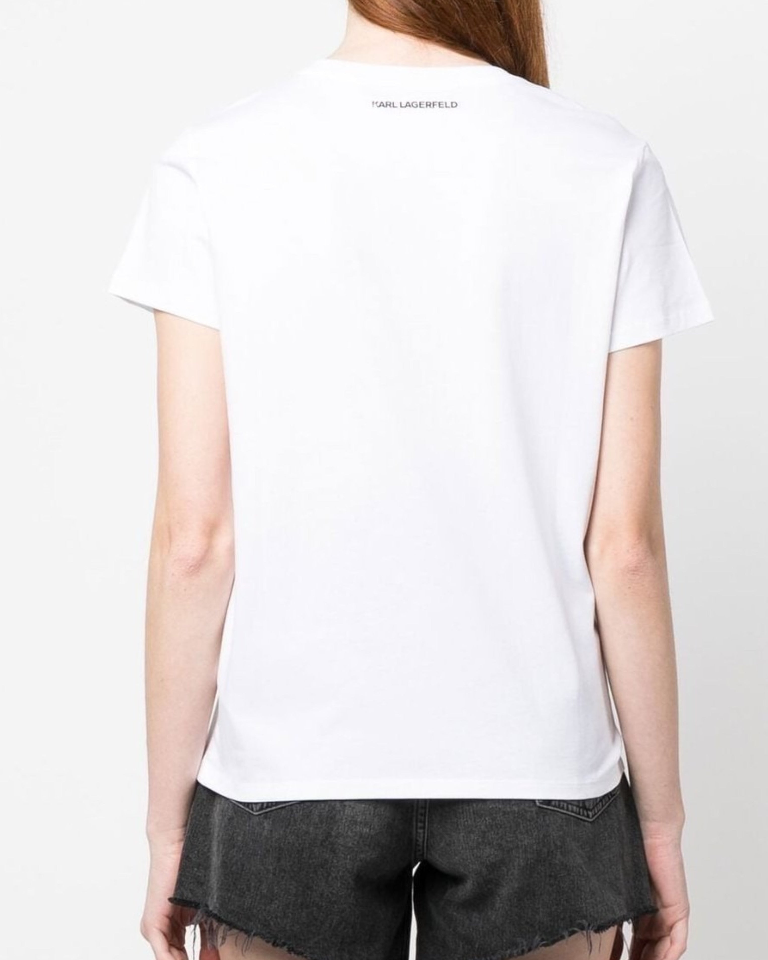 Дамска тениска с кръгло деколте в бяло Karl Lagerfeld 230W1700 100