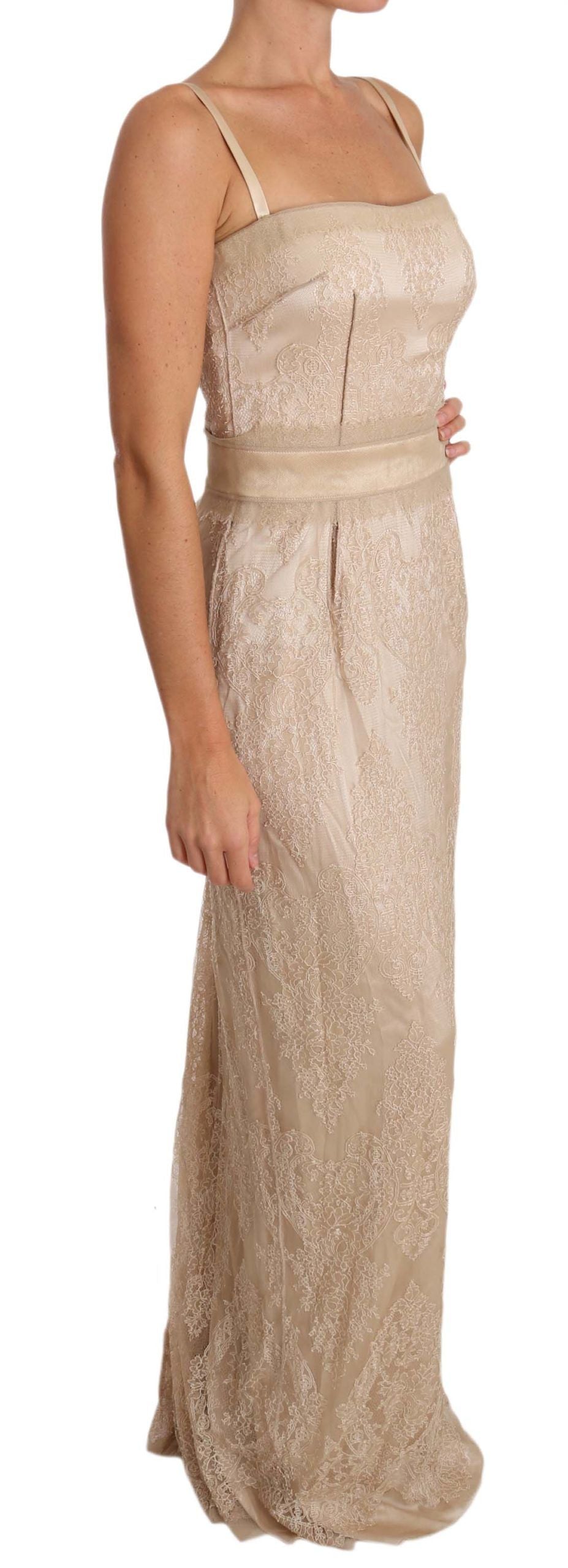 Dolce & Gabbana Elegant Beige Sheath Floor-Length Dress