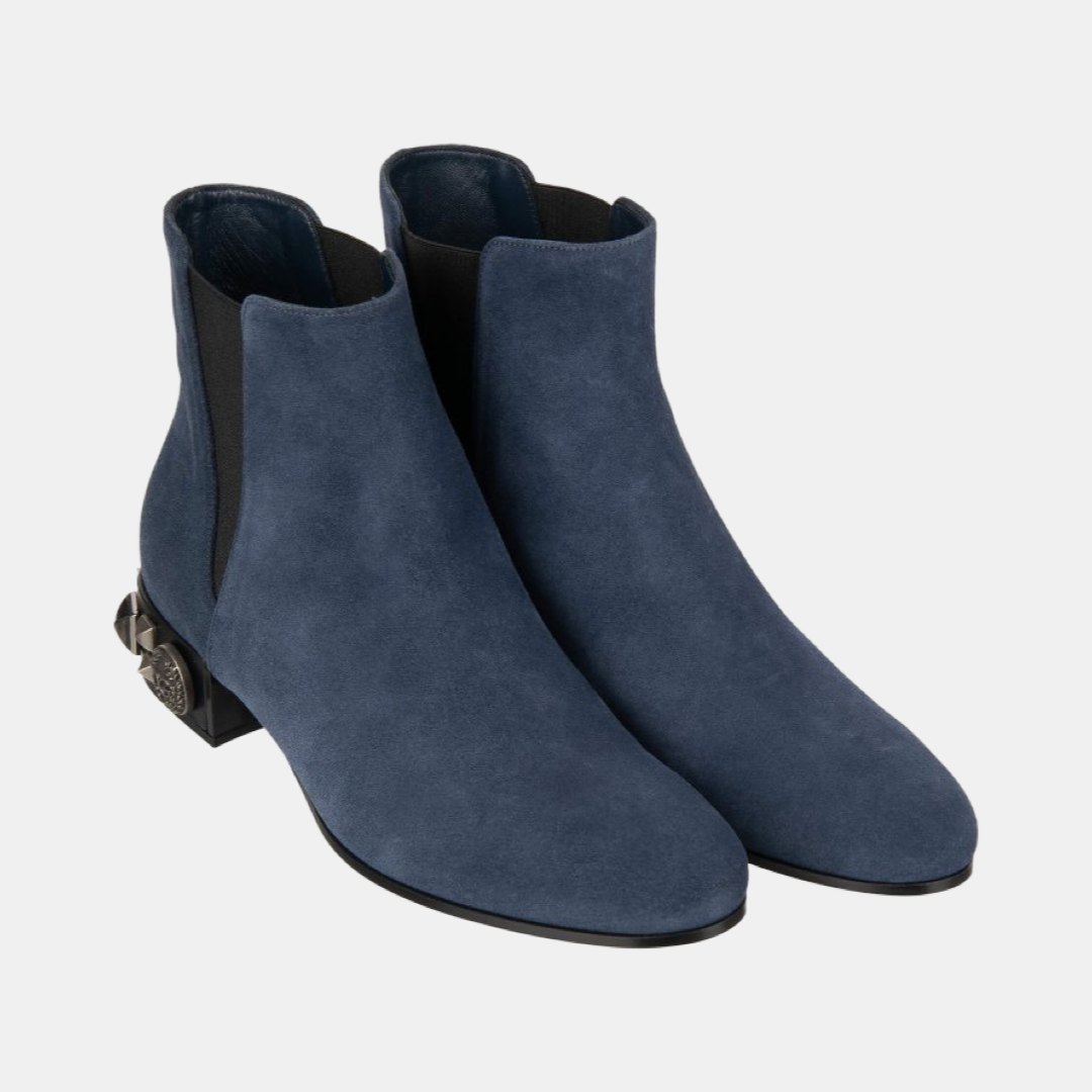 Дамски боти от естествен велур Dolce & Gabbana DG Studs Suede Women Ankle Boots