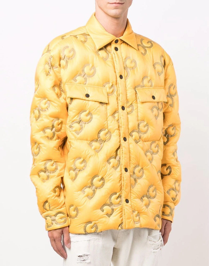 Мъжко луксозно жълто яке с множество DG лога DOLCE & GABBANA
Men’s Luxury Yellow DG Logo Padded Buttoned Jacket