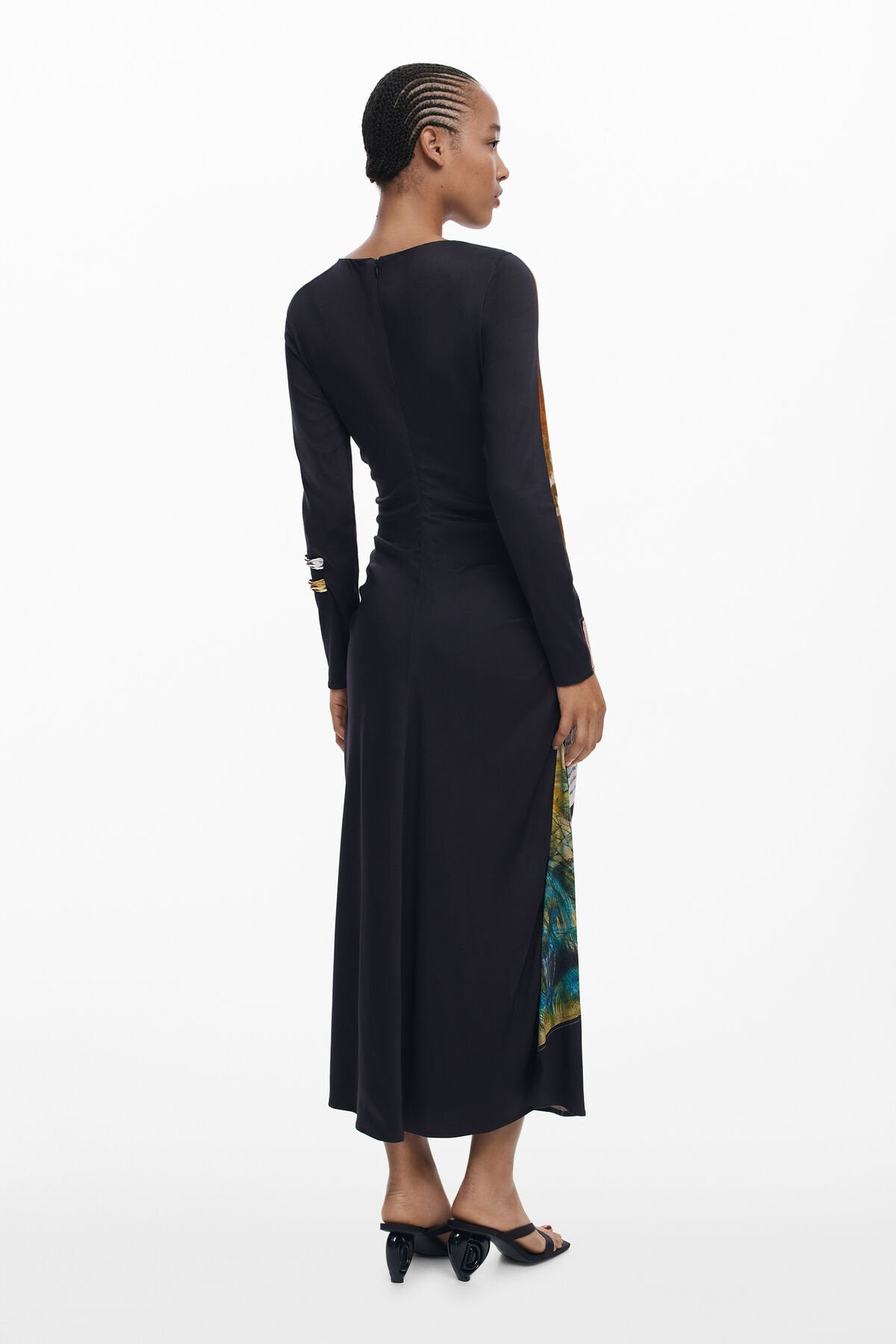 Дамска рокля Women’s  asymmetrical dress Desigual 25WWVW082000S Black back view 