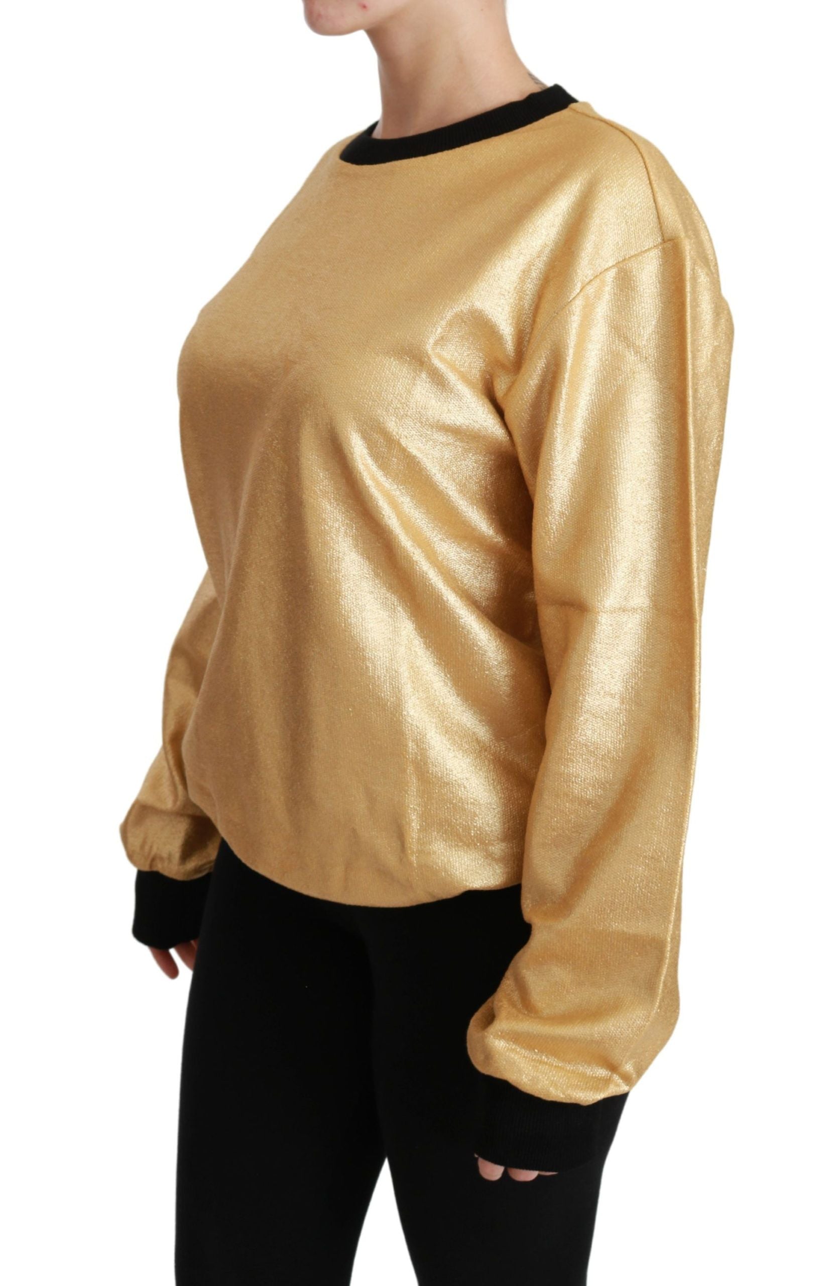 Dolce & Gabbana Elegant Gold Crew Neck Cotton Sweater