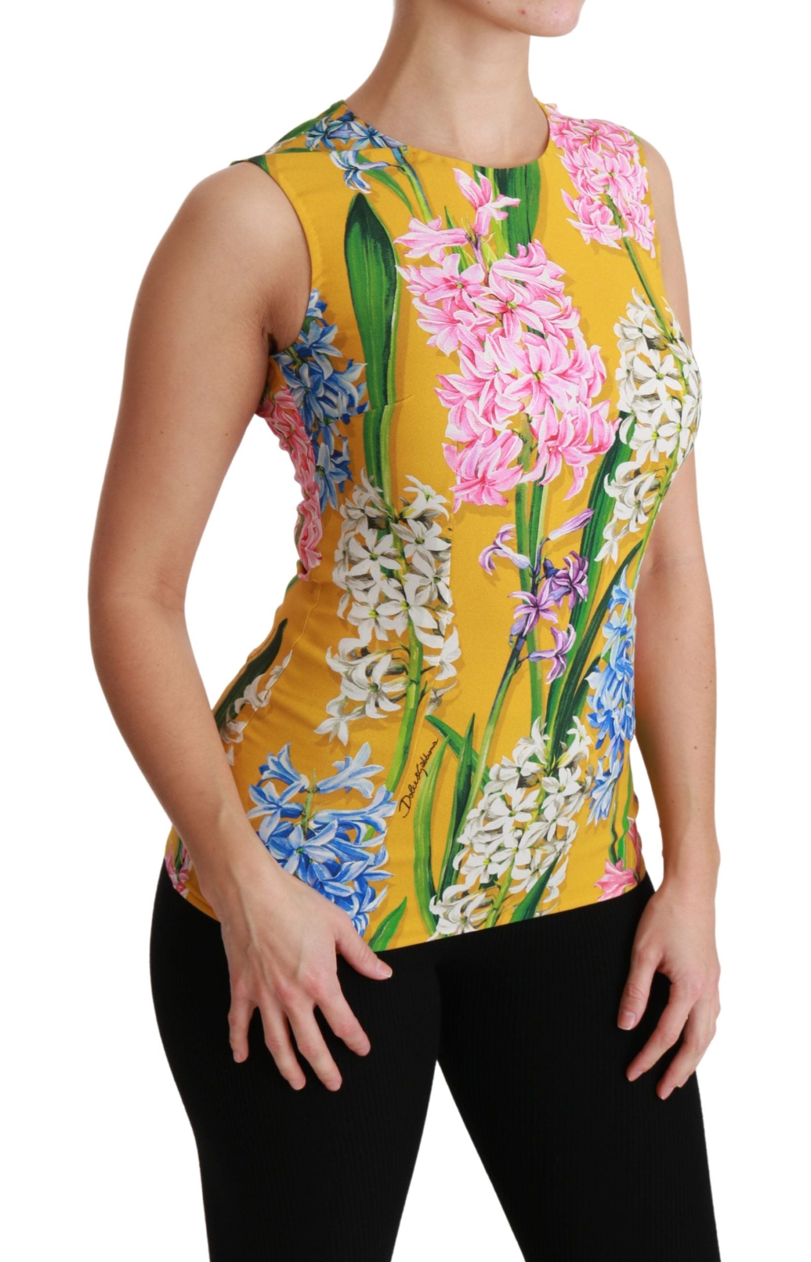 Dolce & Gabbana Sunshine Floral Crewneck Sleeveless Blouse