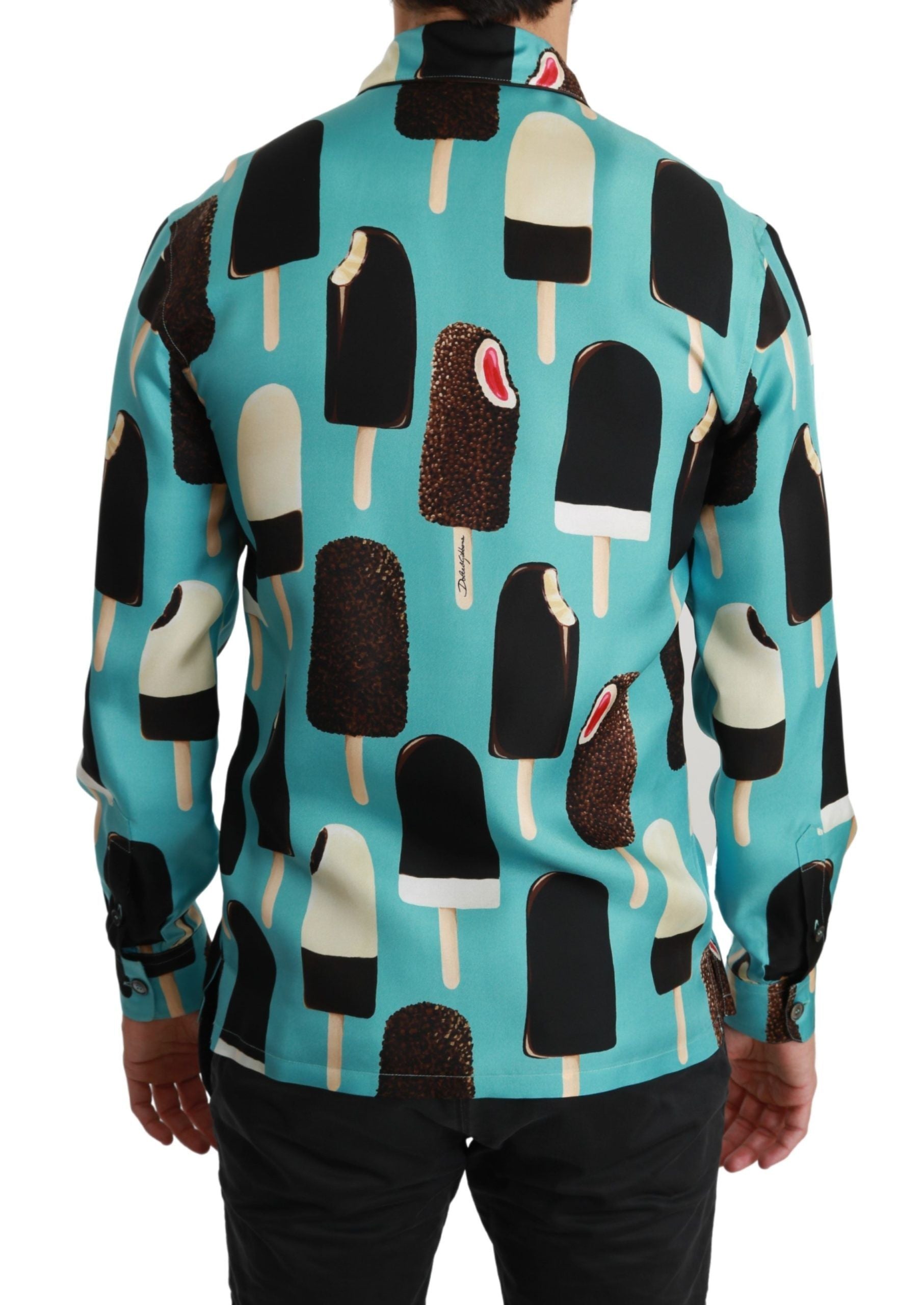 Dolce & Gabbana Exclusive Silk Blend Ice-Cream Print Shirt