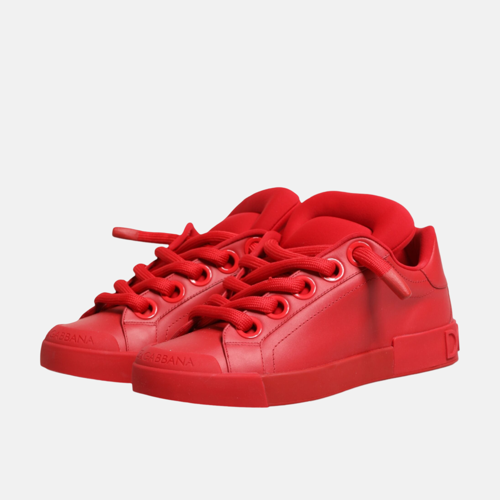 Dolce & Gabbana Red Portofino Men Sneakers Front View