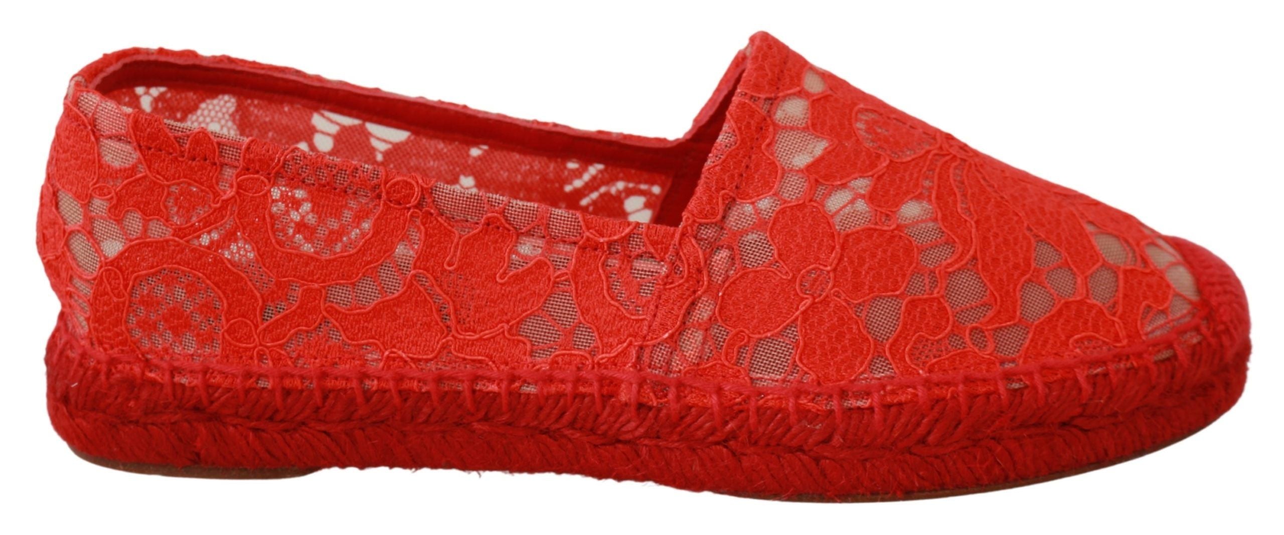 Dolce & Gabbana Red Viscose Espadrilles Flat Shoes