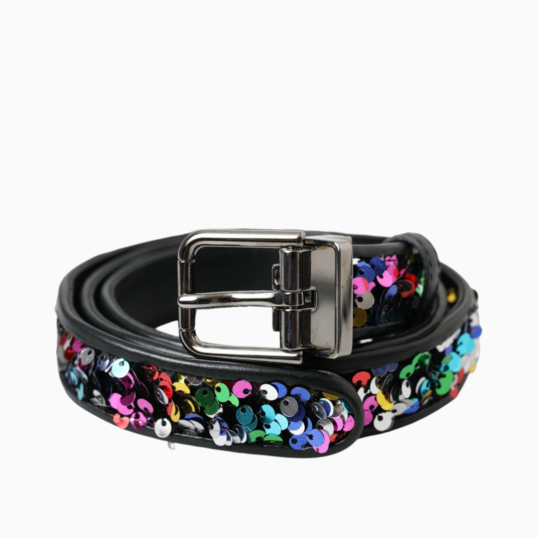 Дамски колан DOLCE & GABBANA Sequined Silver Metal Buckle Women Belt