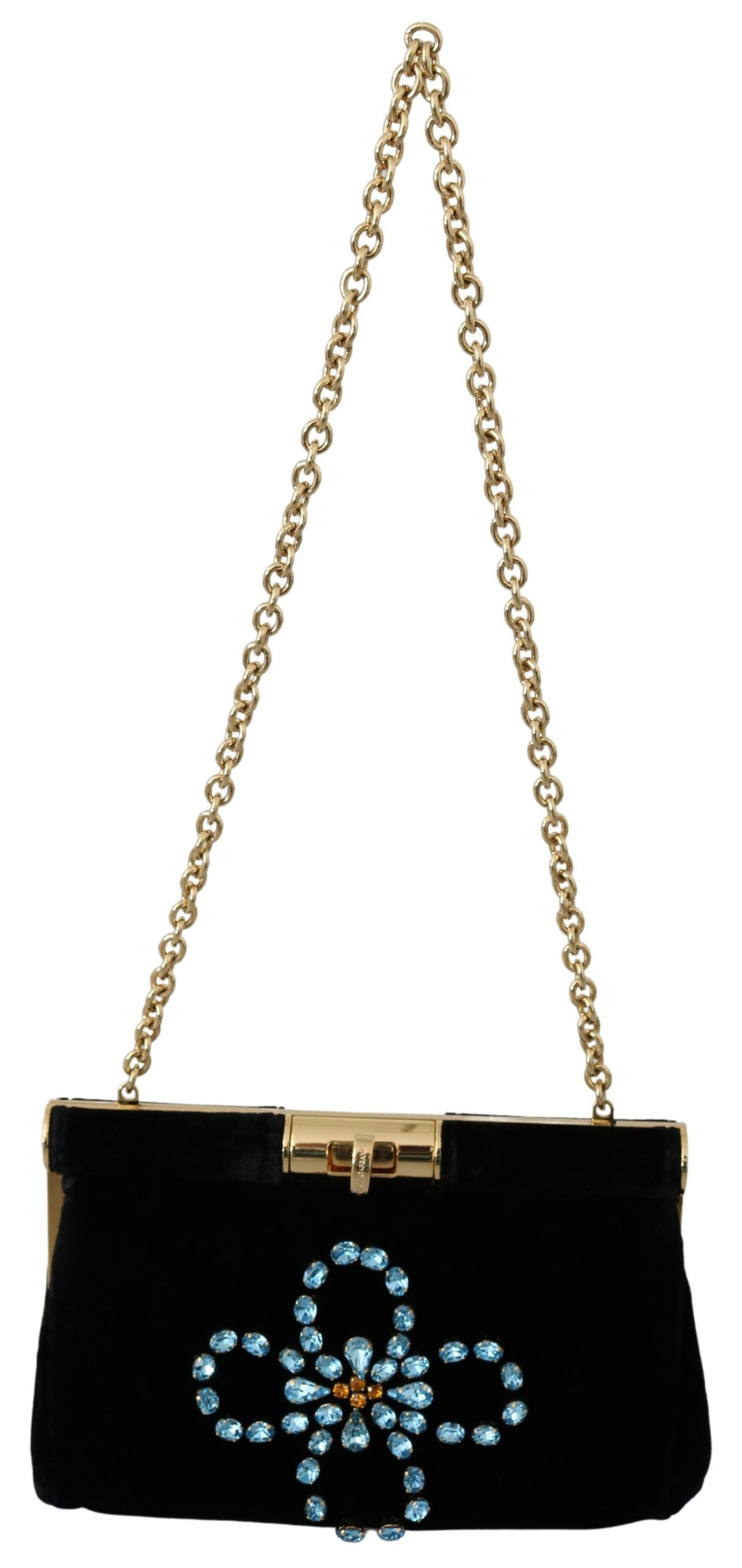 Dolce &amp; Gabbana Velvet Вечерно парти Crossbody с кристални шипове