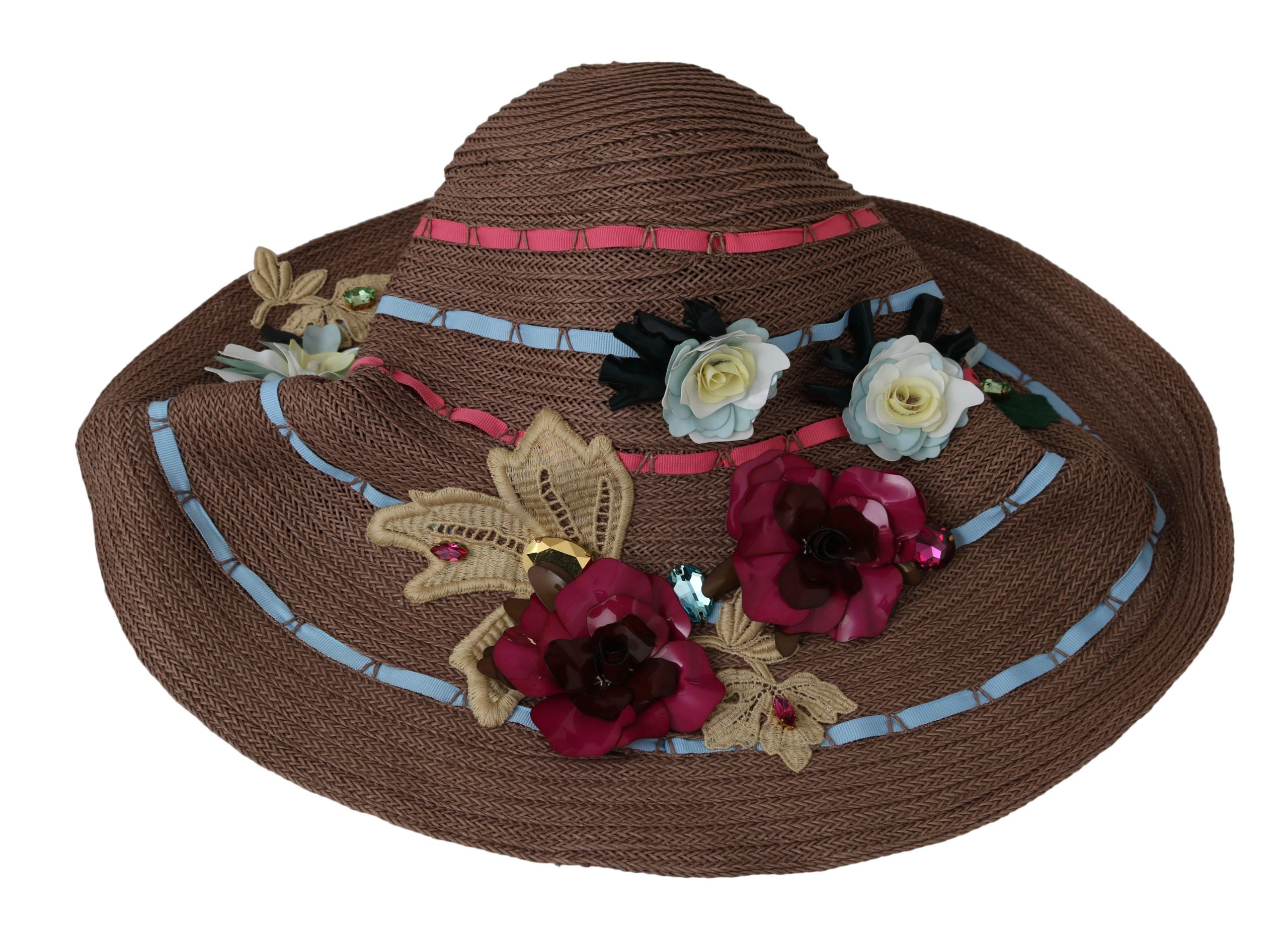 Dolce & Gabbana Elegant Floppy Straw Hat with Floral Accents