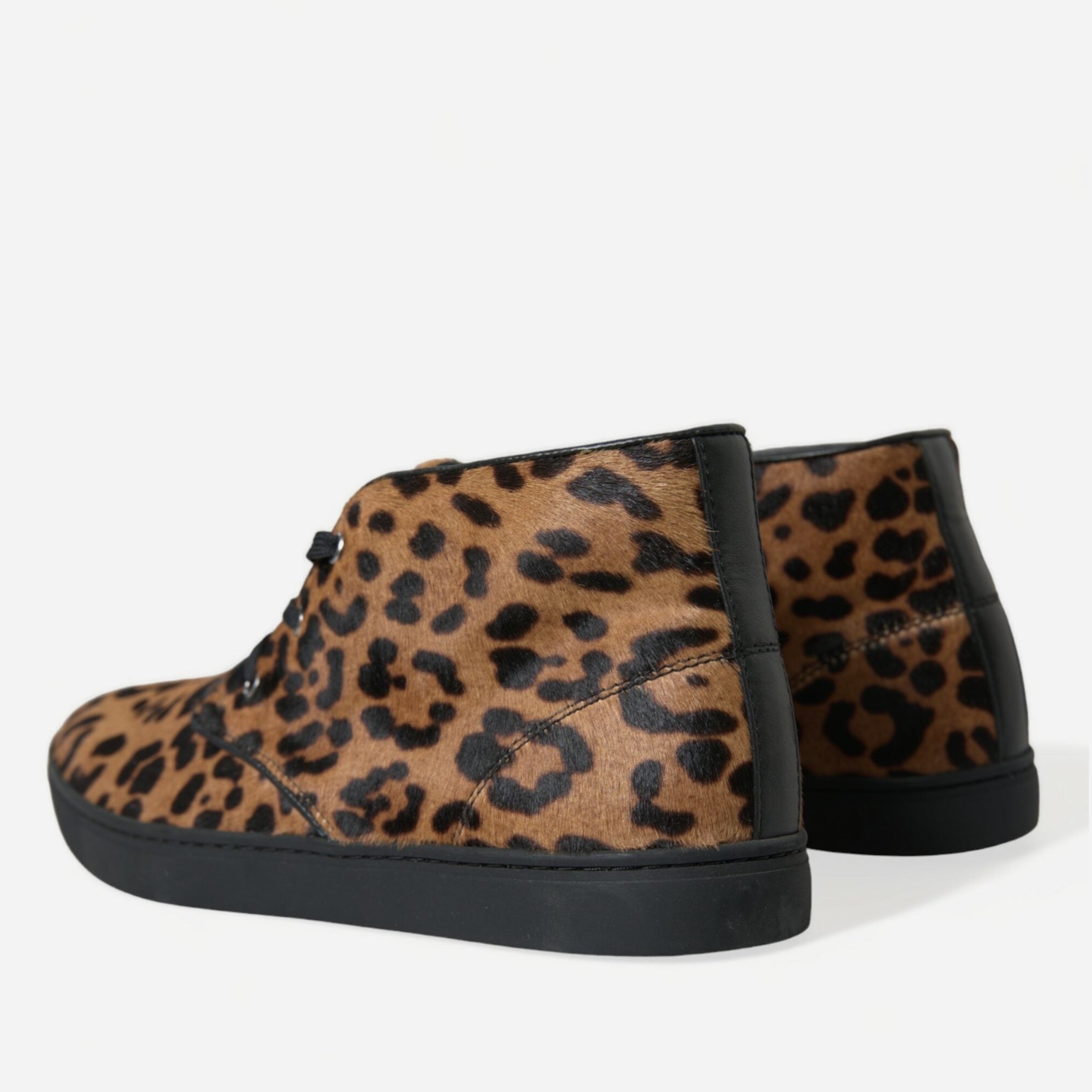 Мъжки луксозни леопардови кецове с косъм Dolce & Gabbana Men’s Elegant Leopard Print Mid-Top Sneakers