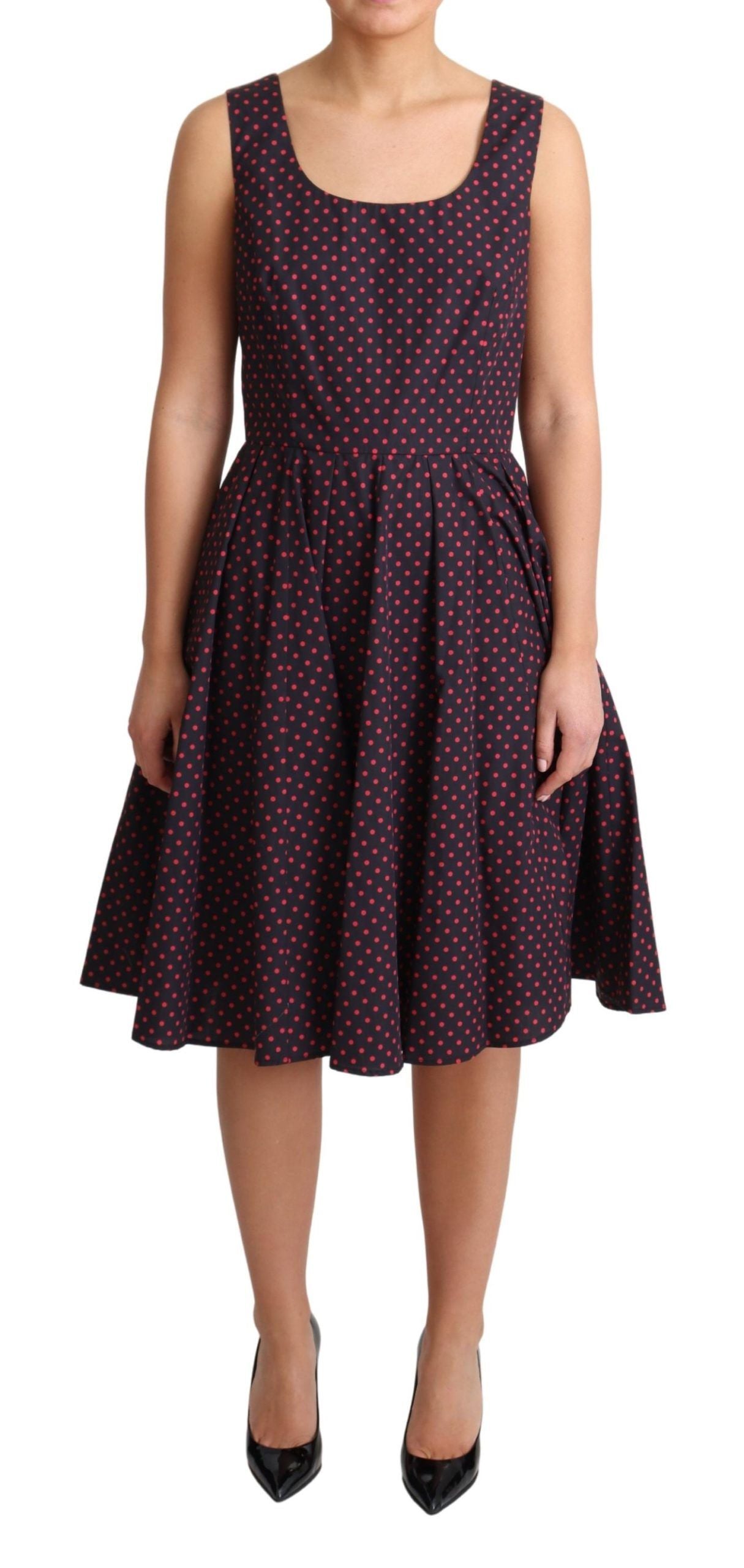 Dolce & Gabbana Chic Polka Dotted A-Line Sleeveless Dress