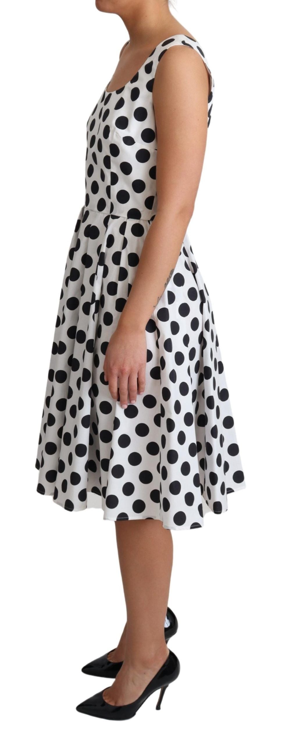 Dolce & Gabbana Elegant Polka Dot Sleeveless A-Line Dress