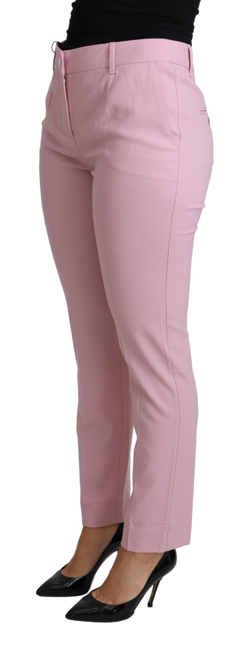 Dolce & Gabbana Elegant Pink High-Waisted Wool Trousers