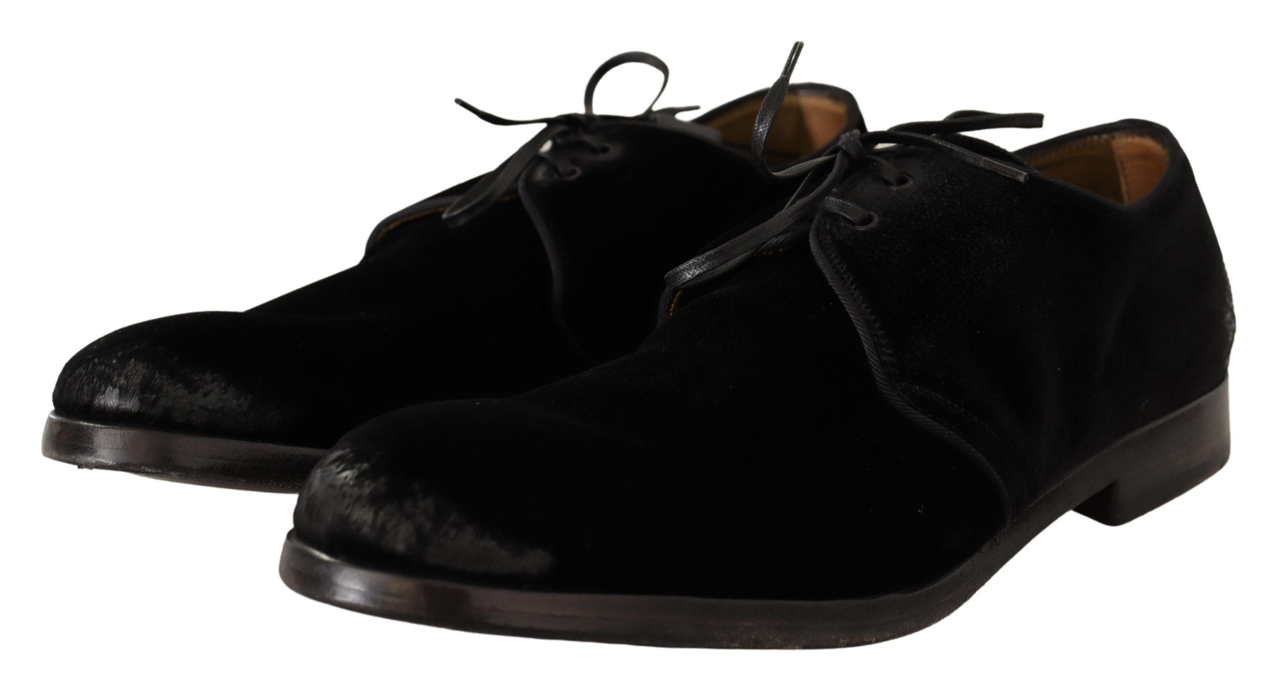 Dolce & Gabbana Elegant Black Velvet Derby Shoes