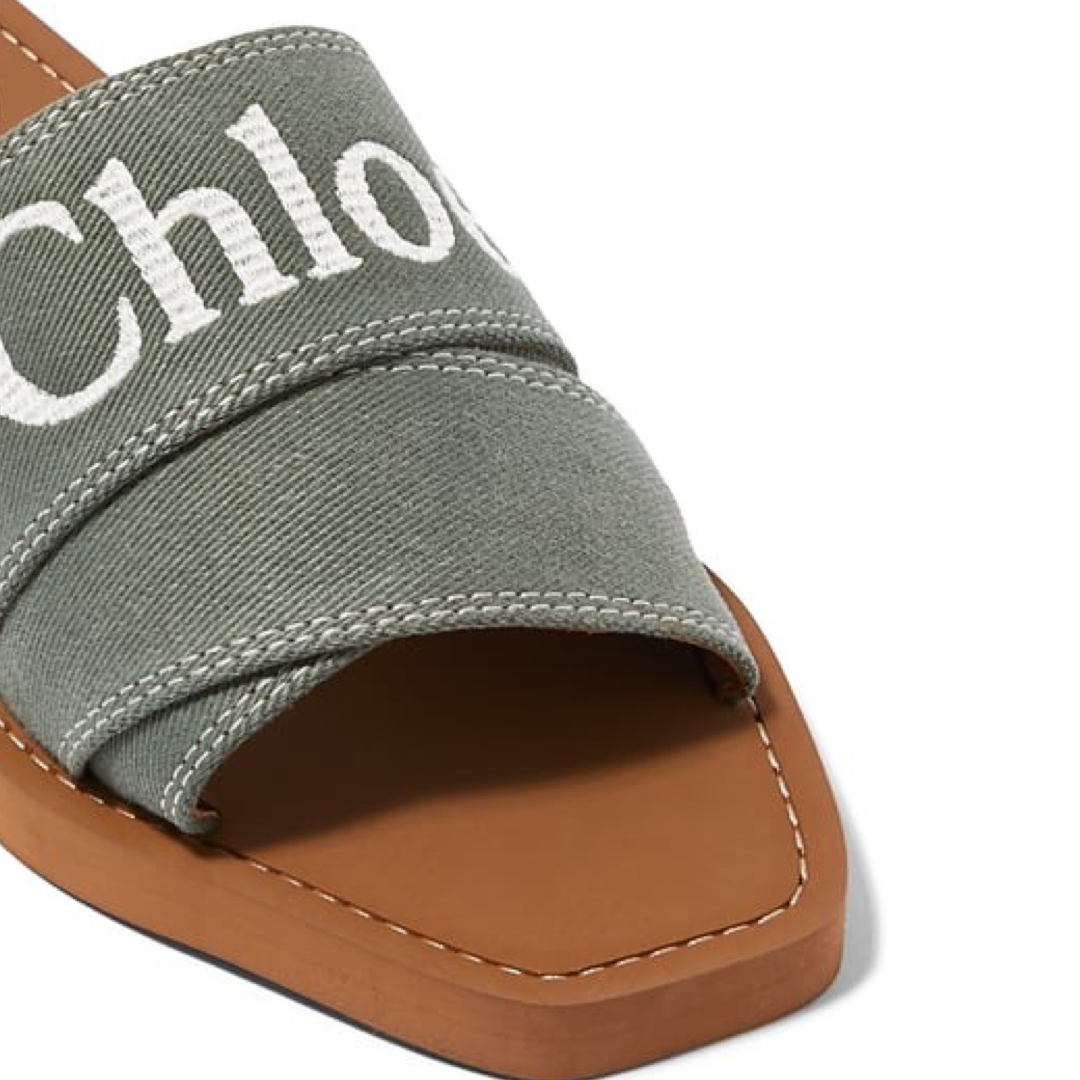 Дамски сандали Chloé Elegant Forest Green Cotton Slides