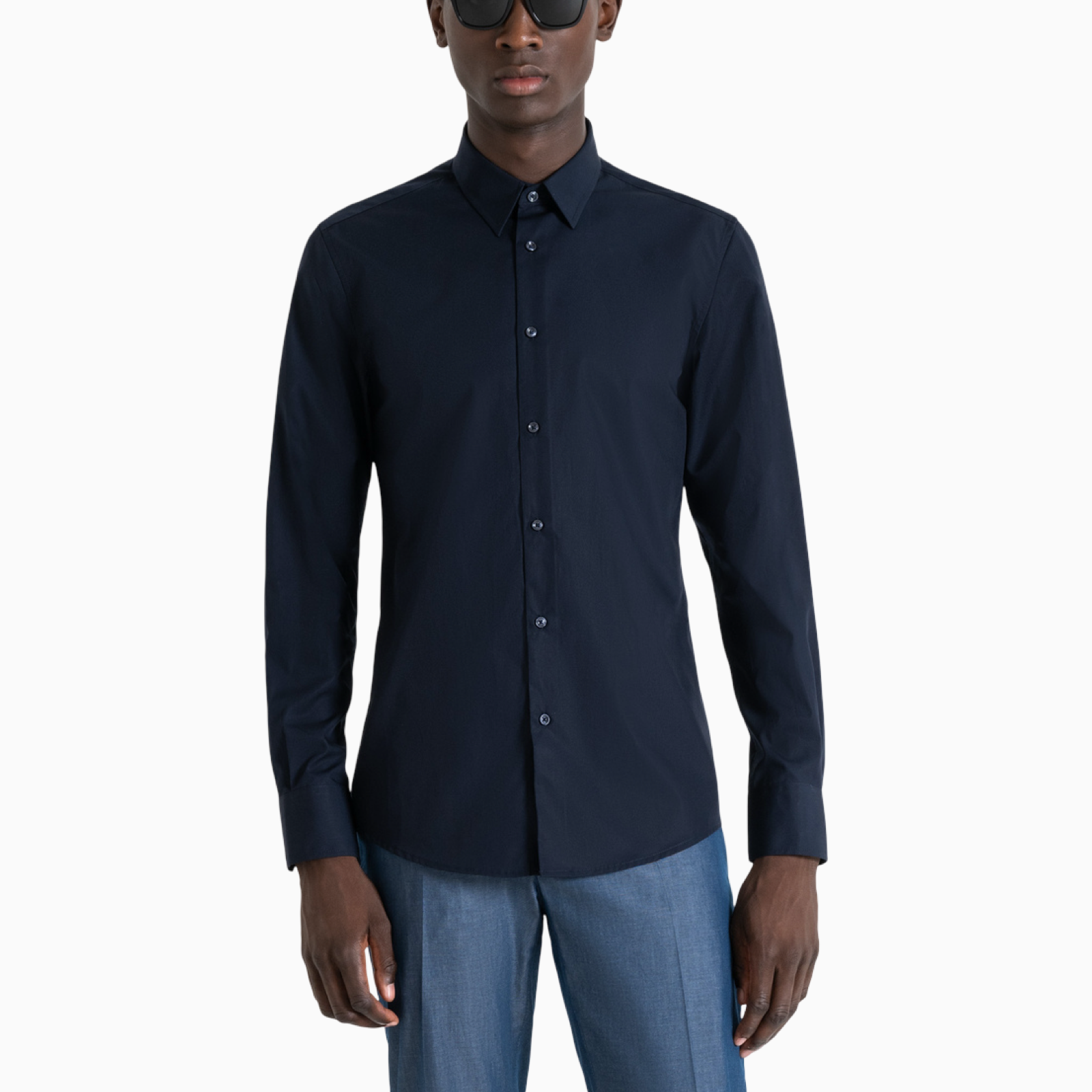 Мъжка тъмно синя риза Antony Morato Men Shirt MMSL00628-FA400078-7073 Front View