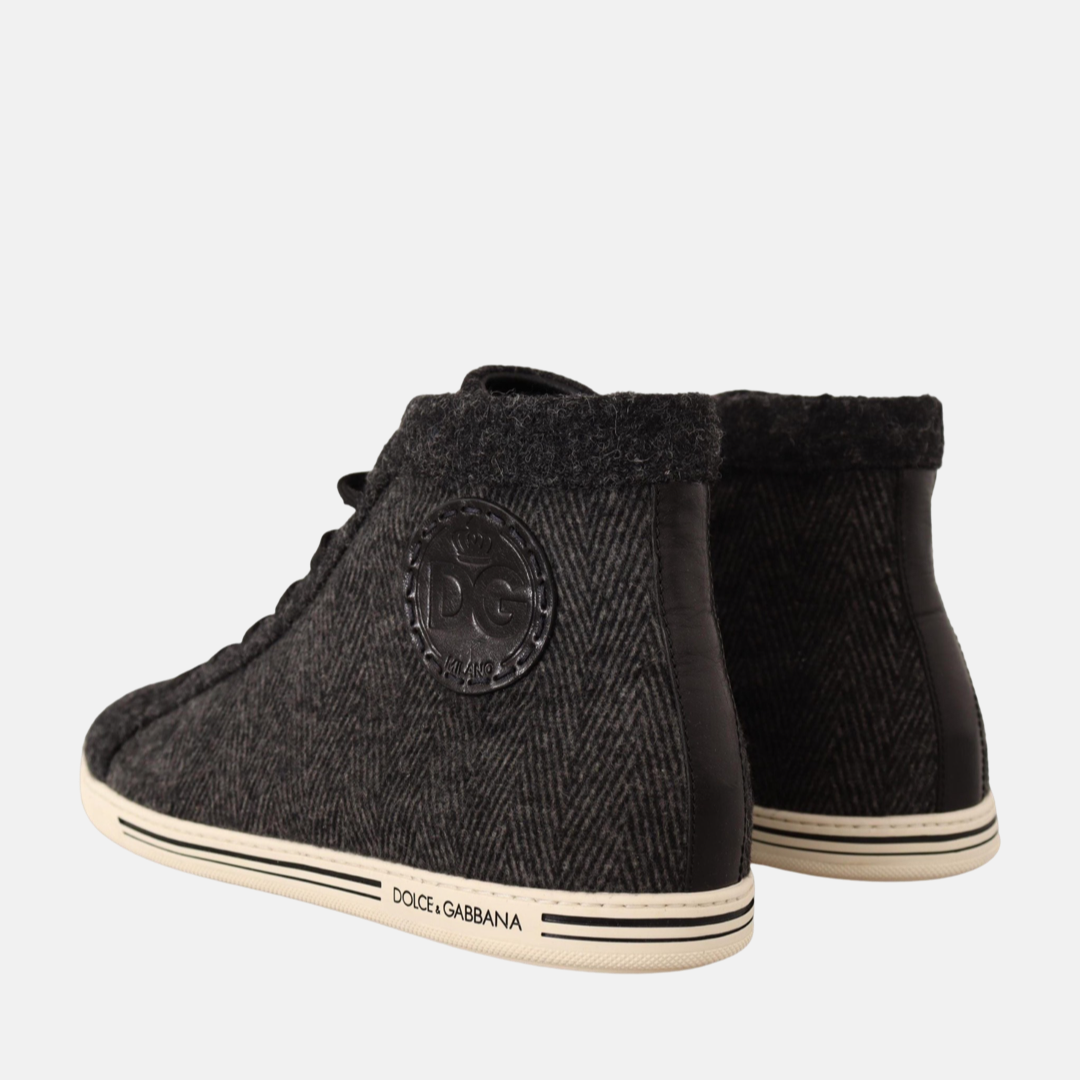 Мъжки високи кецове Dolce & Gabbana Elegant High Top Cotton/Wool Sneakers