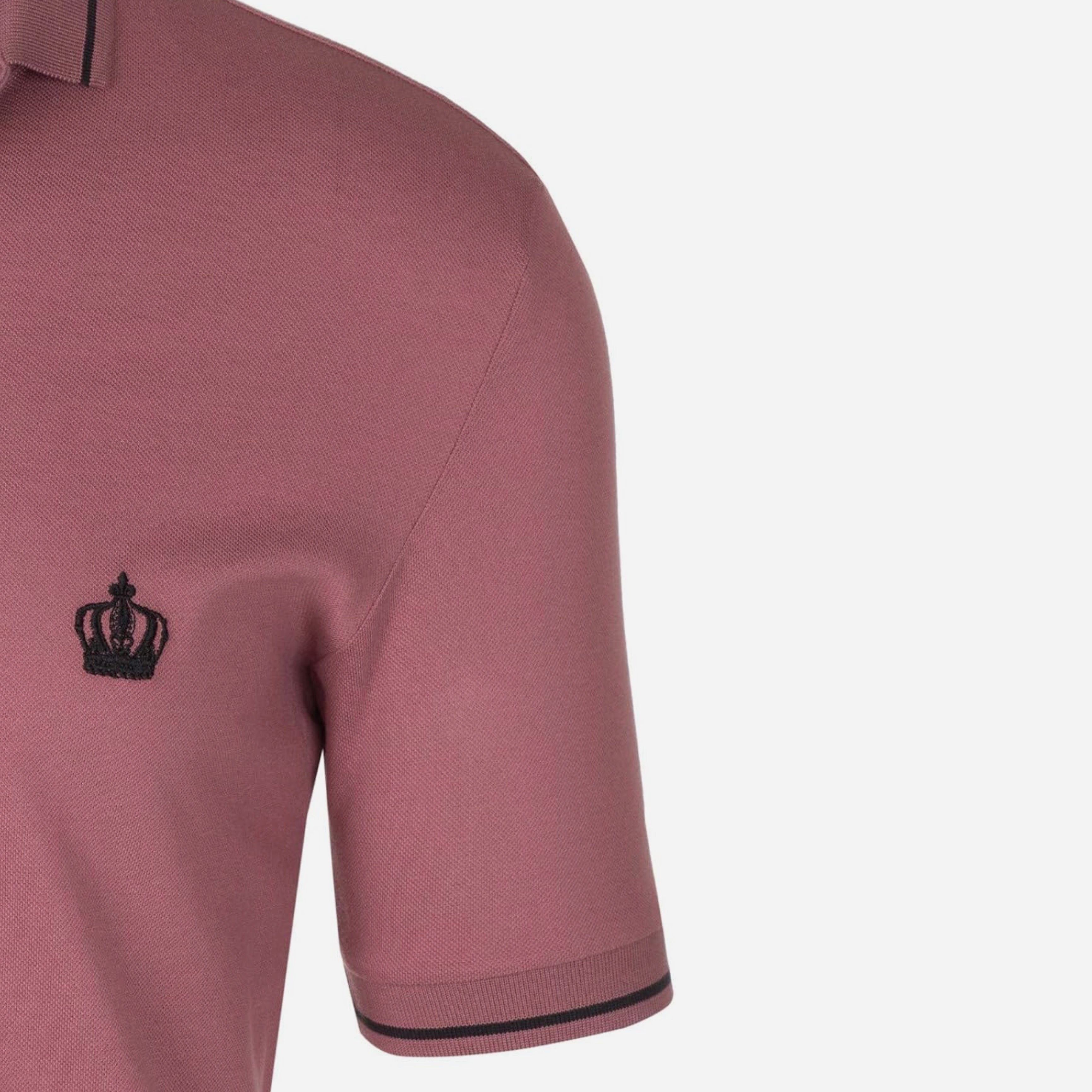 Мъжка розова поло тениска с бродерия черна корона DOLCE & GABBANA Men’s Luxury Pink Polo with Black Crown Embroidery