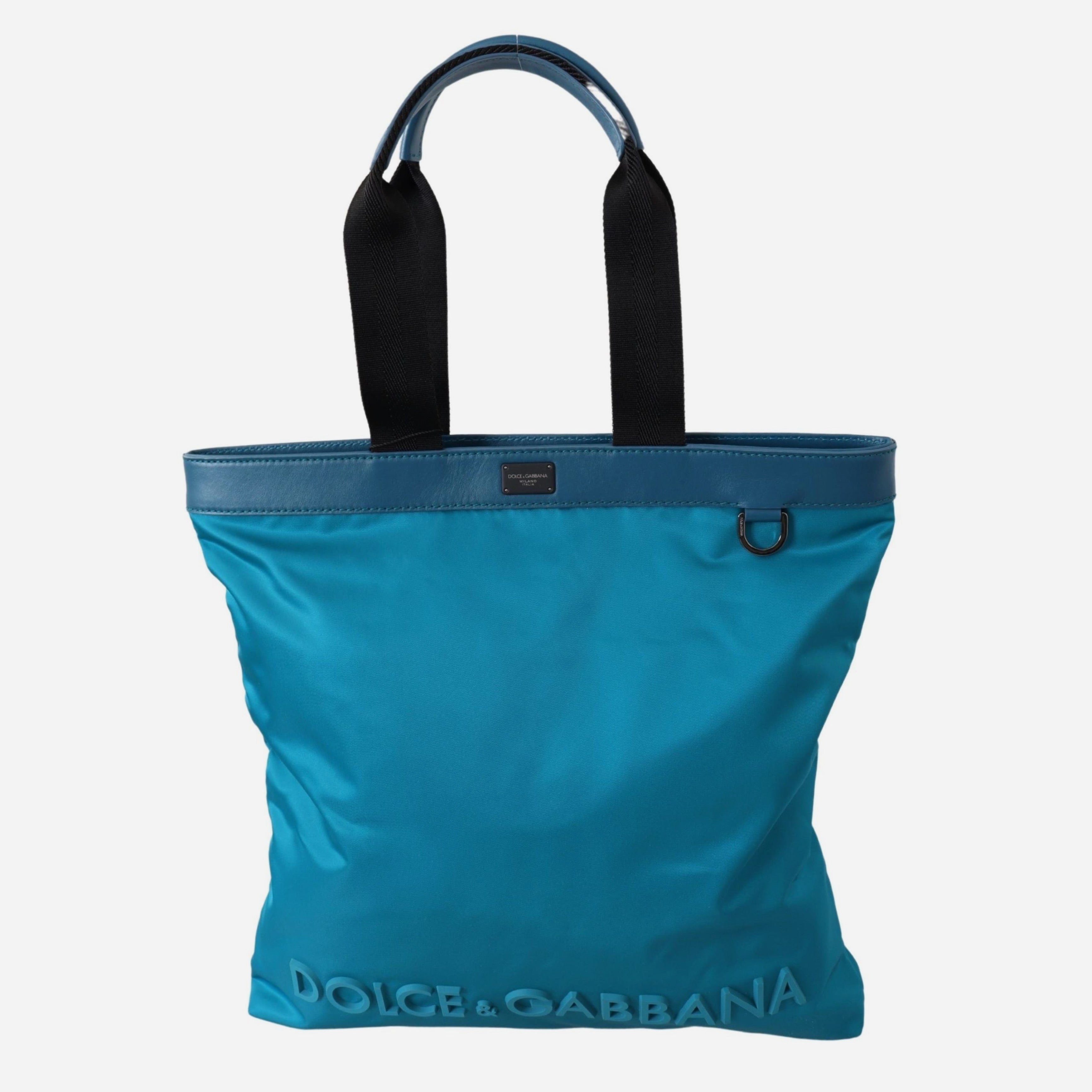 Дамска голяма чанта в сапфирено синьо Dolce & Gabbana Women’s Sapphire Blue Nylon Tote Bag with Logo Detail