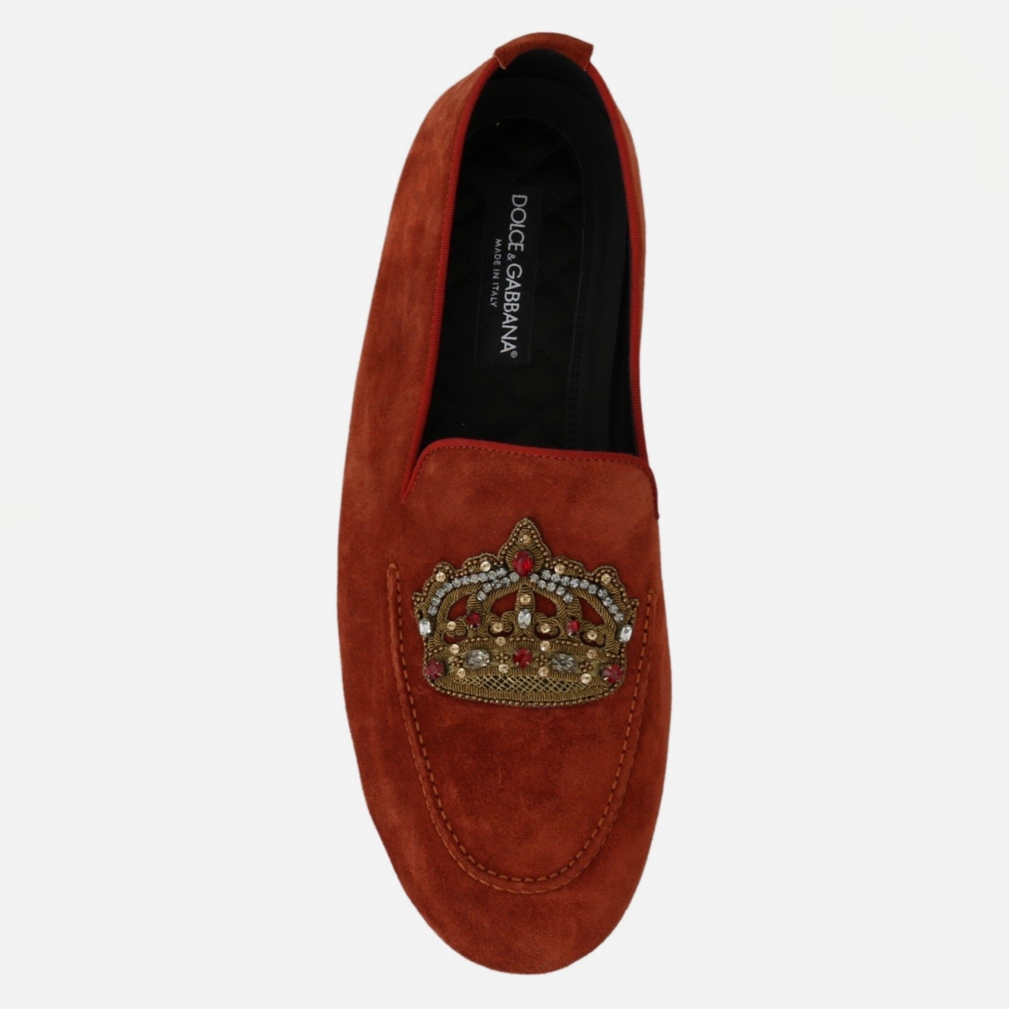 Мъжки мокасини от естествен велур в оранжево Dolce & Gabbana Men’s Elegant Orange Suede Moccasin