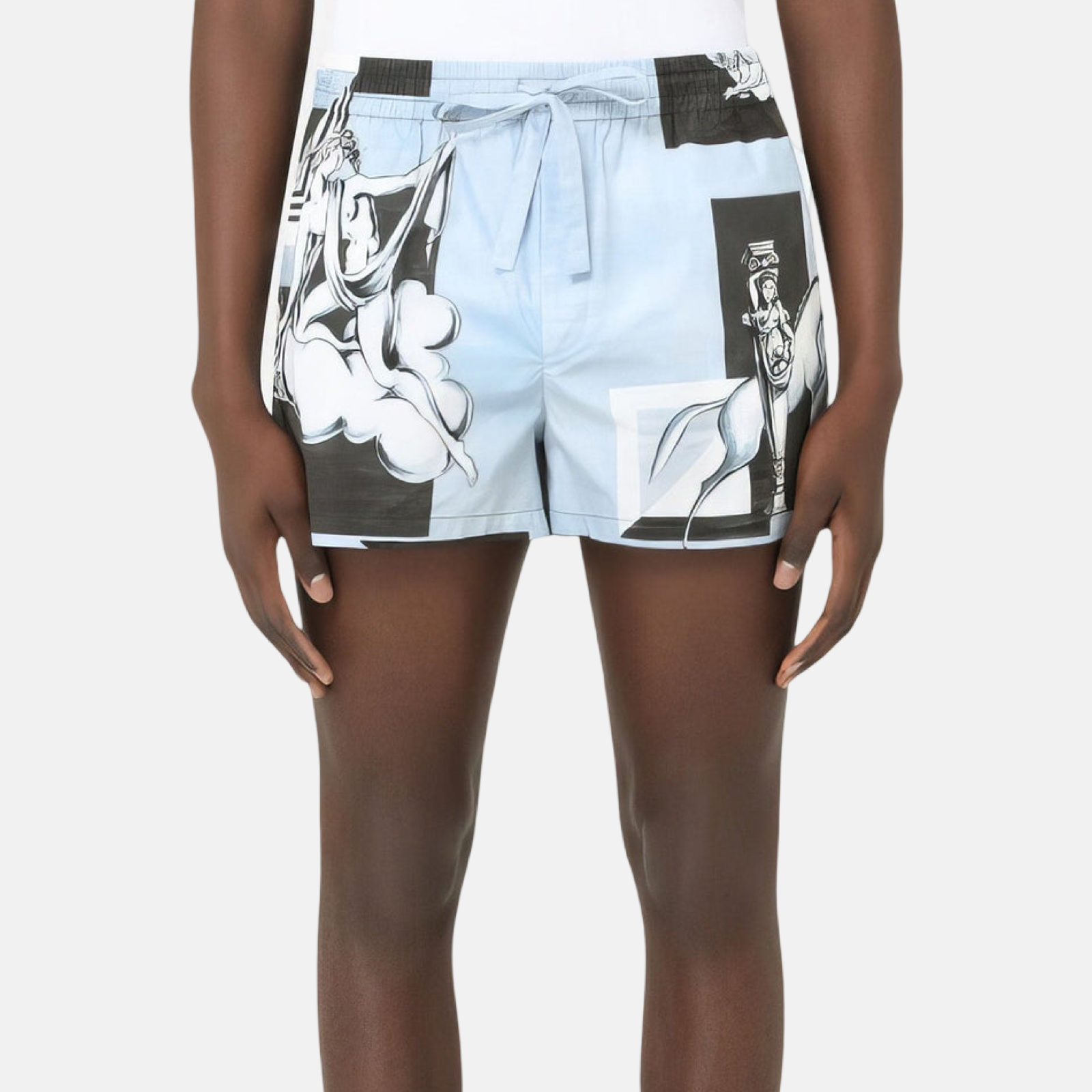 Мъжки къси панталони Dolce & Gabbana Blue Statue Print Men Shorts GWGEMT HP544