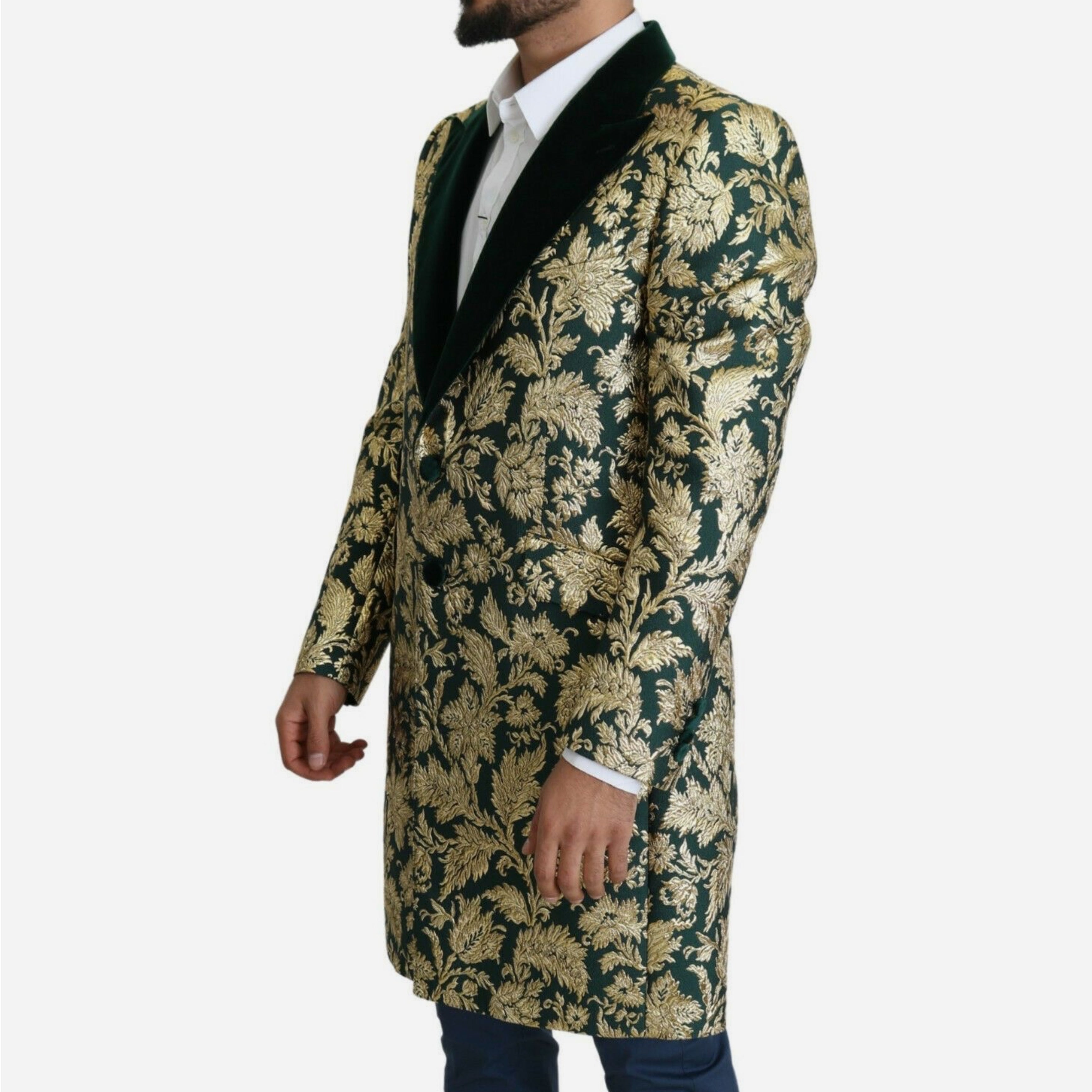 Мъжко луксозно жакардово палто в златисто и зелено DOLCE & GABBANA
Men’s Luxury Gold/Green Jacquard Sicilia Coat