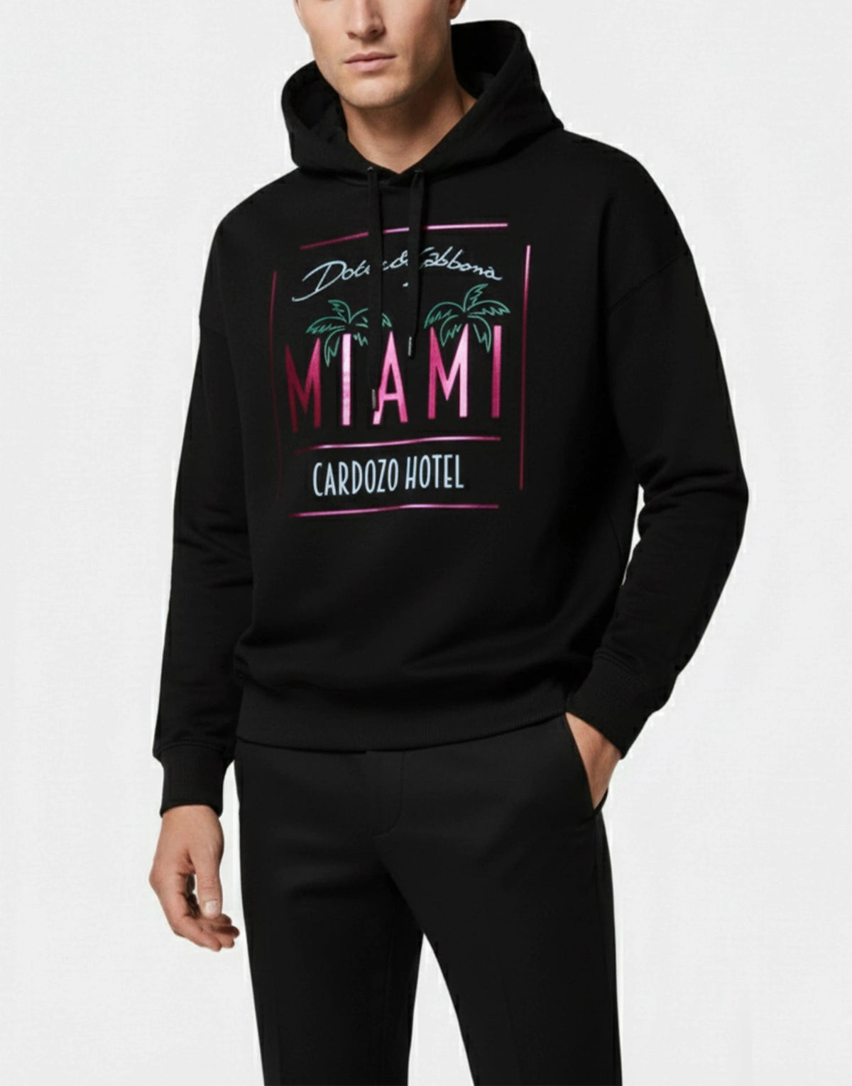 Мъжки памучен суичър Men’s sweatshirt DOLCE & GABBANA MIAMI I9ALMM G7J7Q N0000 Black lifestyle view