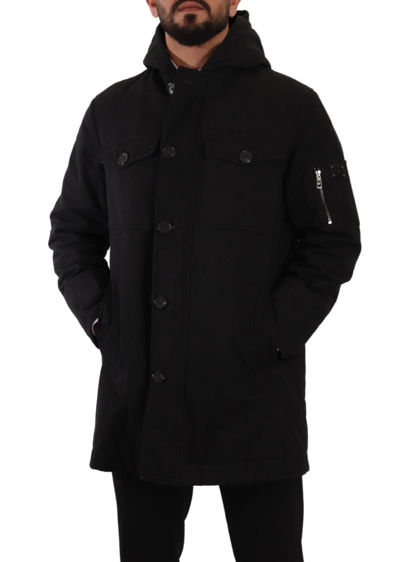 Dolce & Gabbana Elegant Black Parka Hooded Jacket