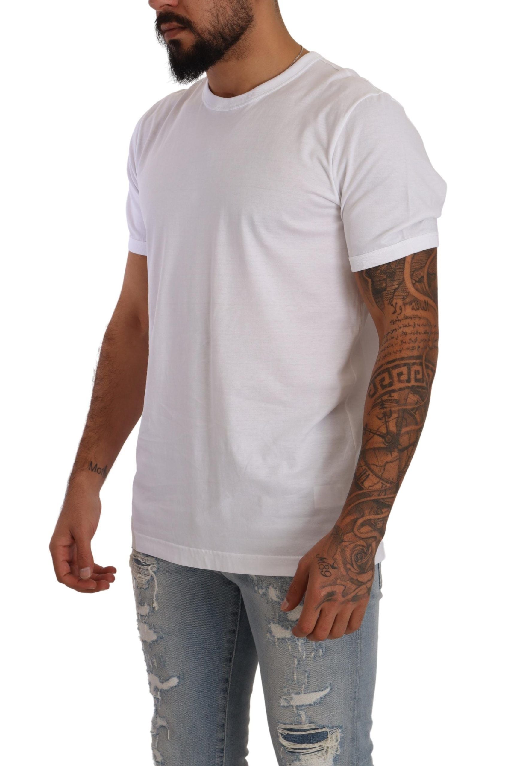 Dolce & Gabbana Elegant White Cotton Crewneck Tee