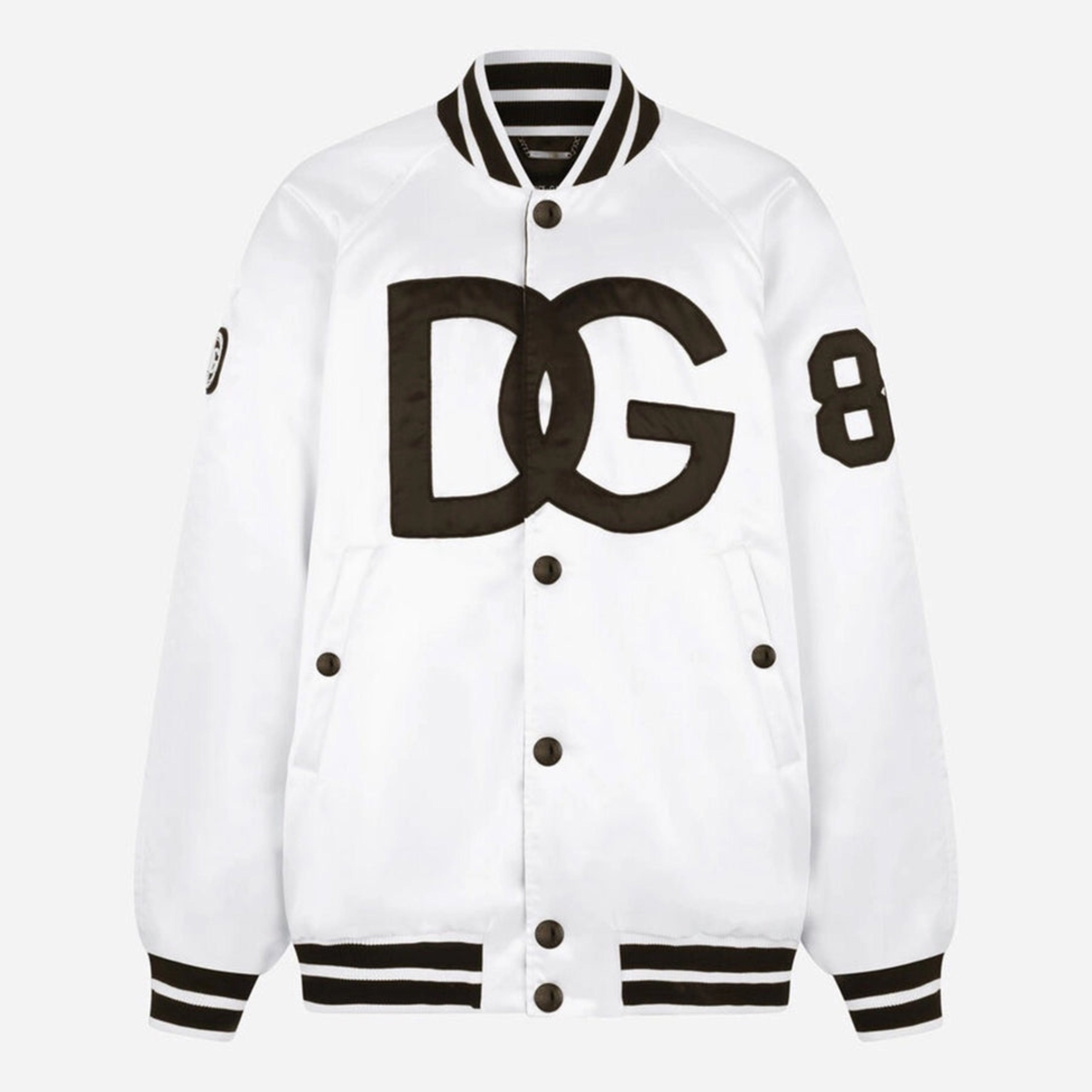 Мъжко луксозно бомбър яке в бяло DOLCE & GABBANA Men’s Luxury White Bomber Satin Jacket 