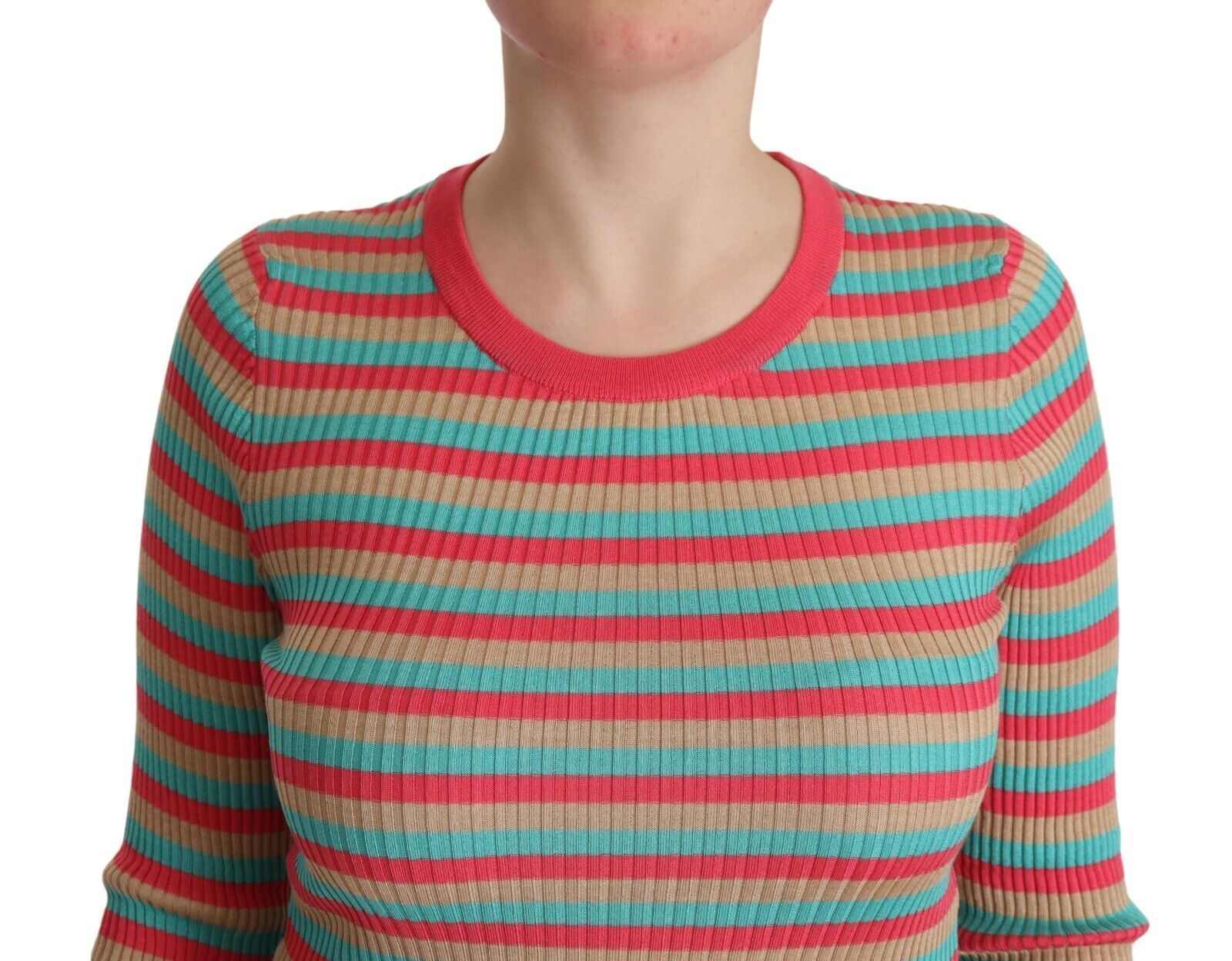 Dolce & Gabbana Elegant Striped Silk Crew Neck Pullover