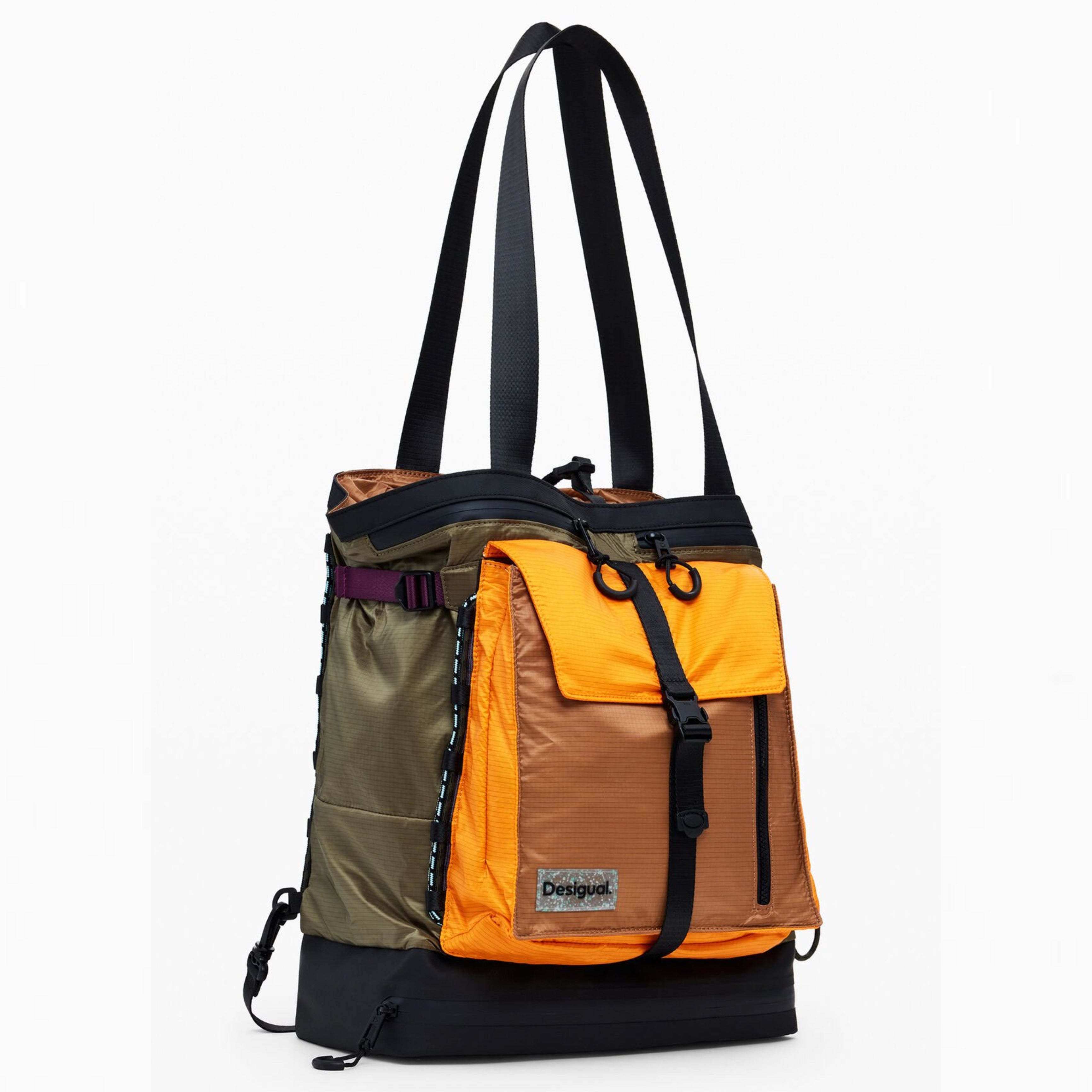 Дамска раница Women’s rucksack Desigual 25WAKY09 4002 Olive Green and Orange angled view