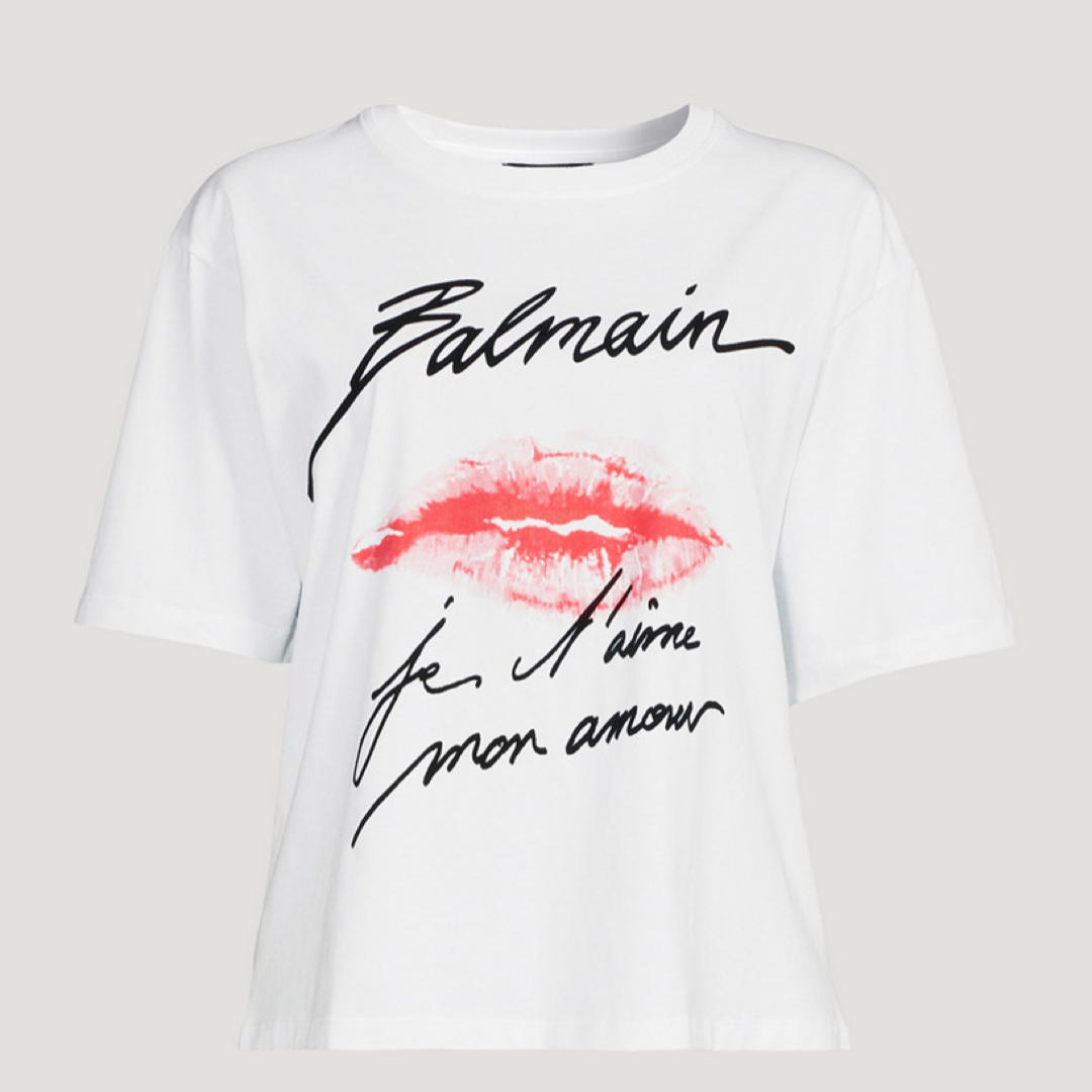 Дамска бяла тениска Balmain Kiss Women T-Shirt