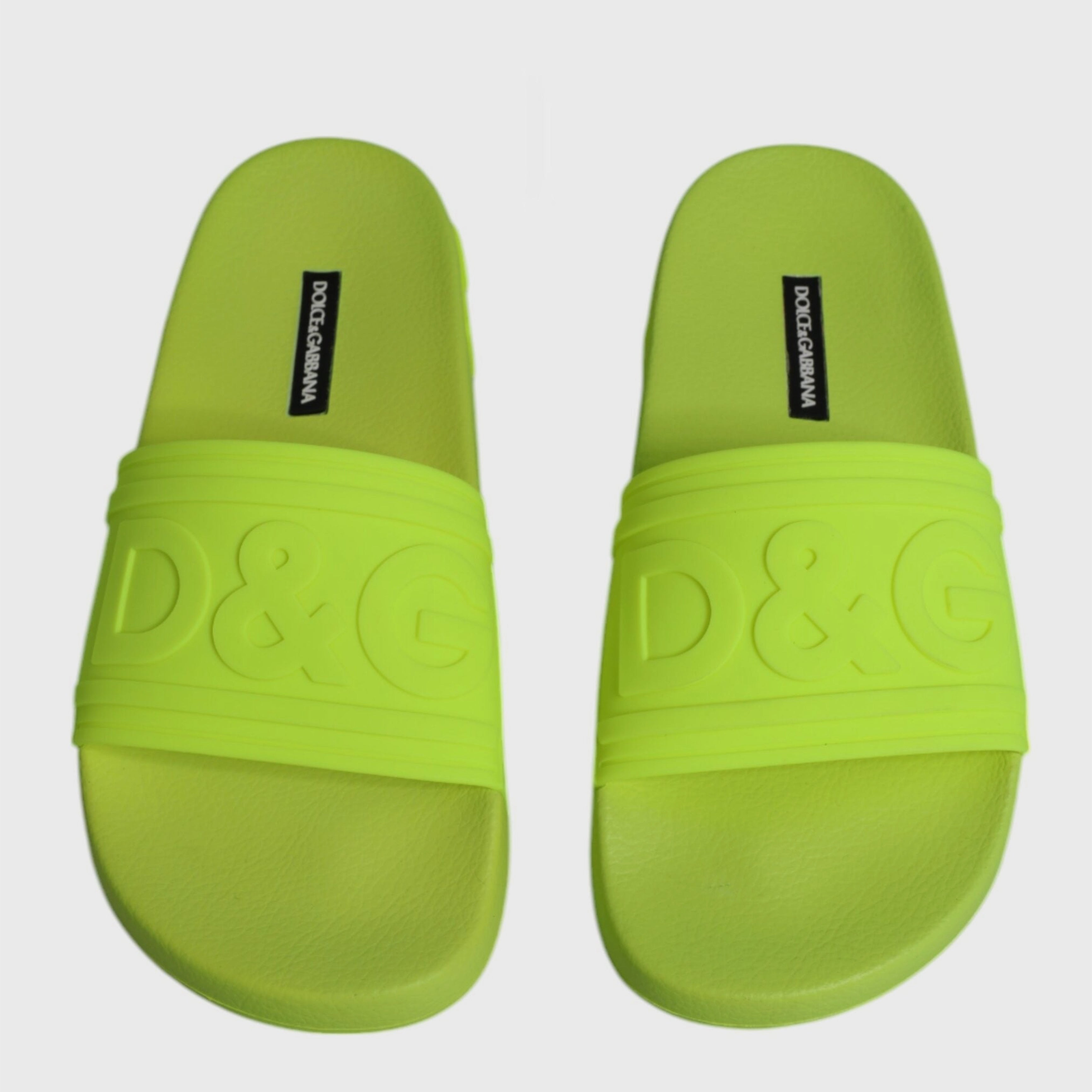 Дамски луксозни чехли за плаж DOLCE & GABBANA Women’s Neon Green Beachwear Slippers