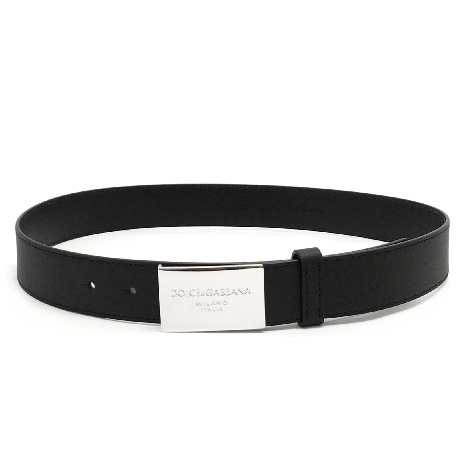 Dolce & Gabbana Black Leather Belt BC3624 B5382 80999 Front View