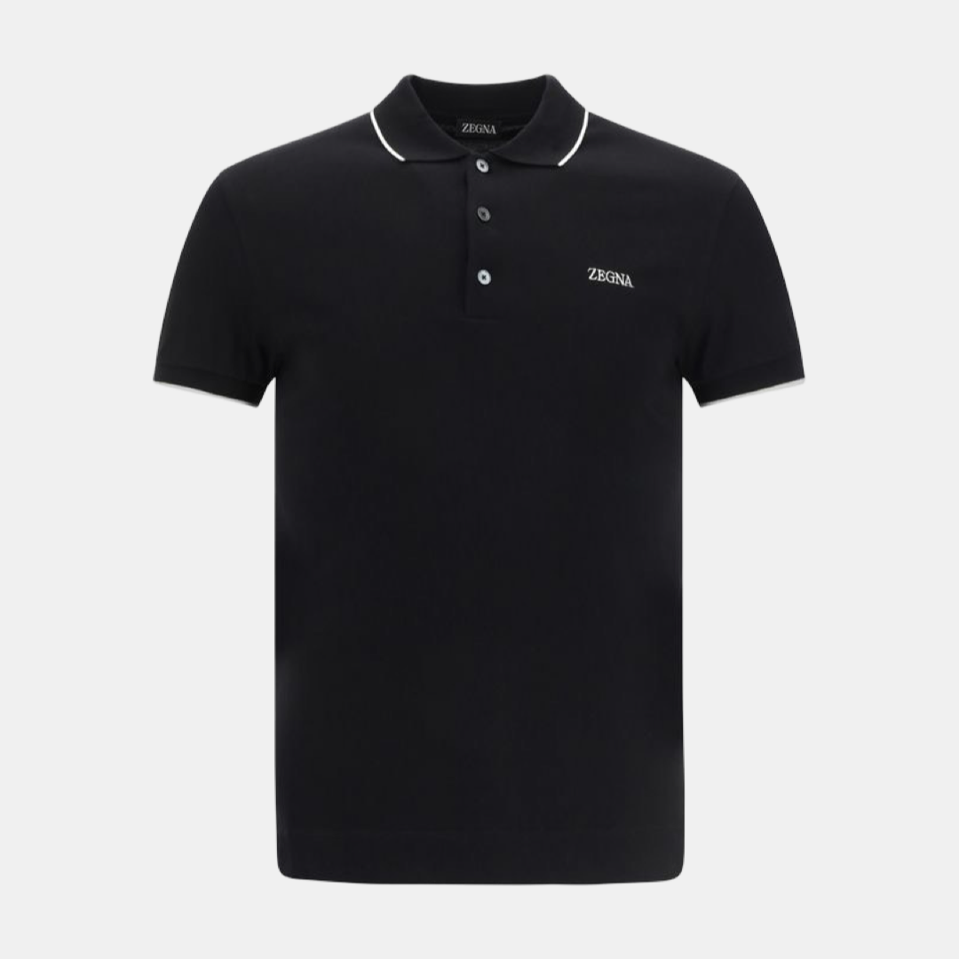 Мъжка черна поло тениска ZEGNA Men Polo