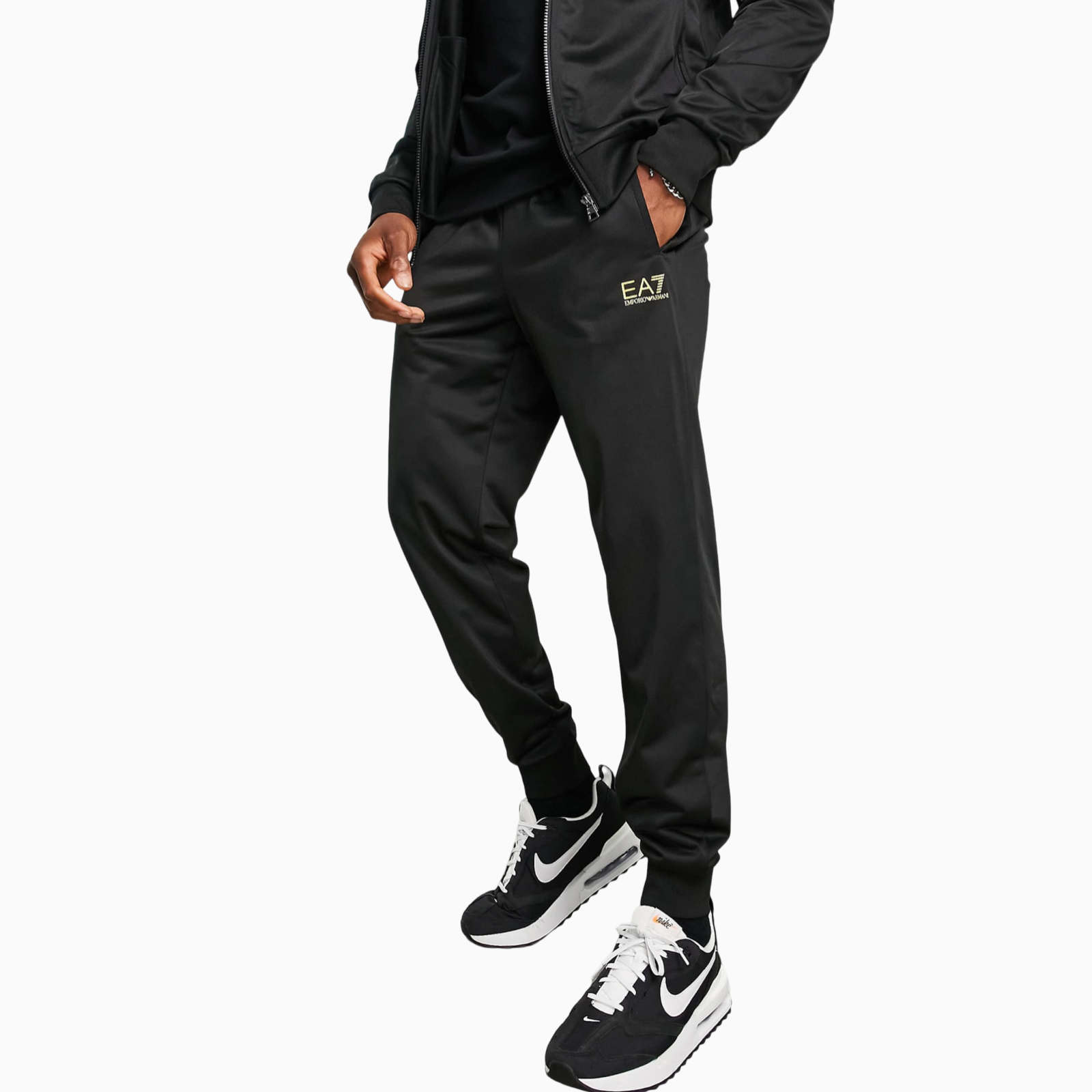 Мъжки черен спортен екип EA7 Emporio Armani Men Tracksuit 8NPV65 PJHCZ 0208 Front View