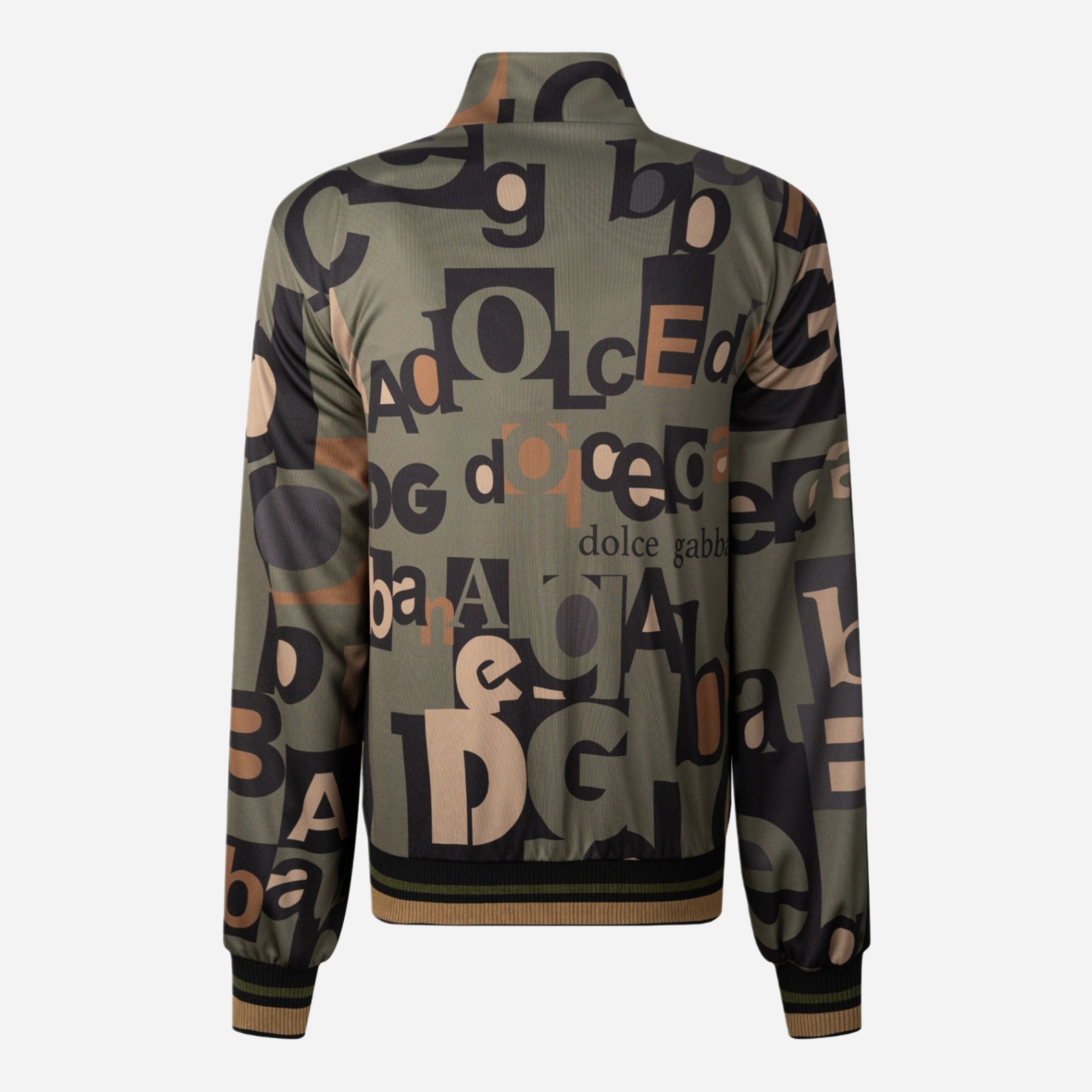 Мъжко горнище суитчър с цип в милитари зелено Dolce & Gabbana Men’s Army Green Logo Full Zip Sweatshirts