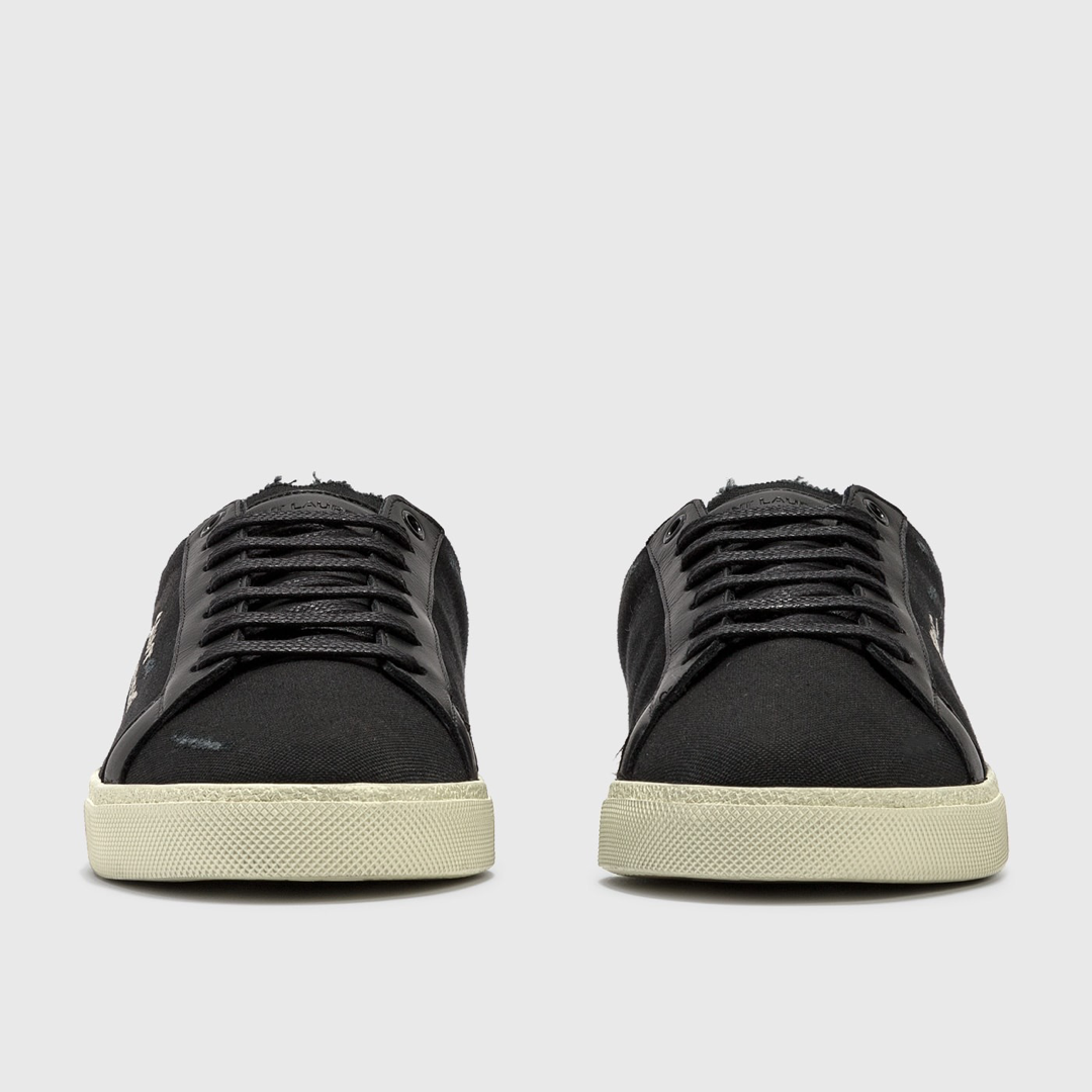 Дамски кецове Saint Lauren Black Canvas & Leather Low-Top Sneakers